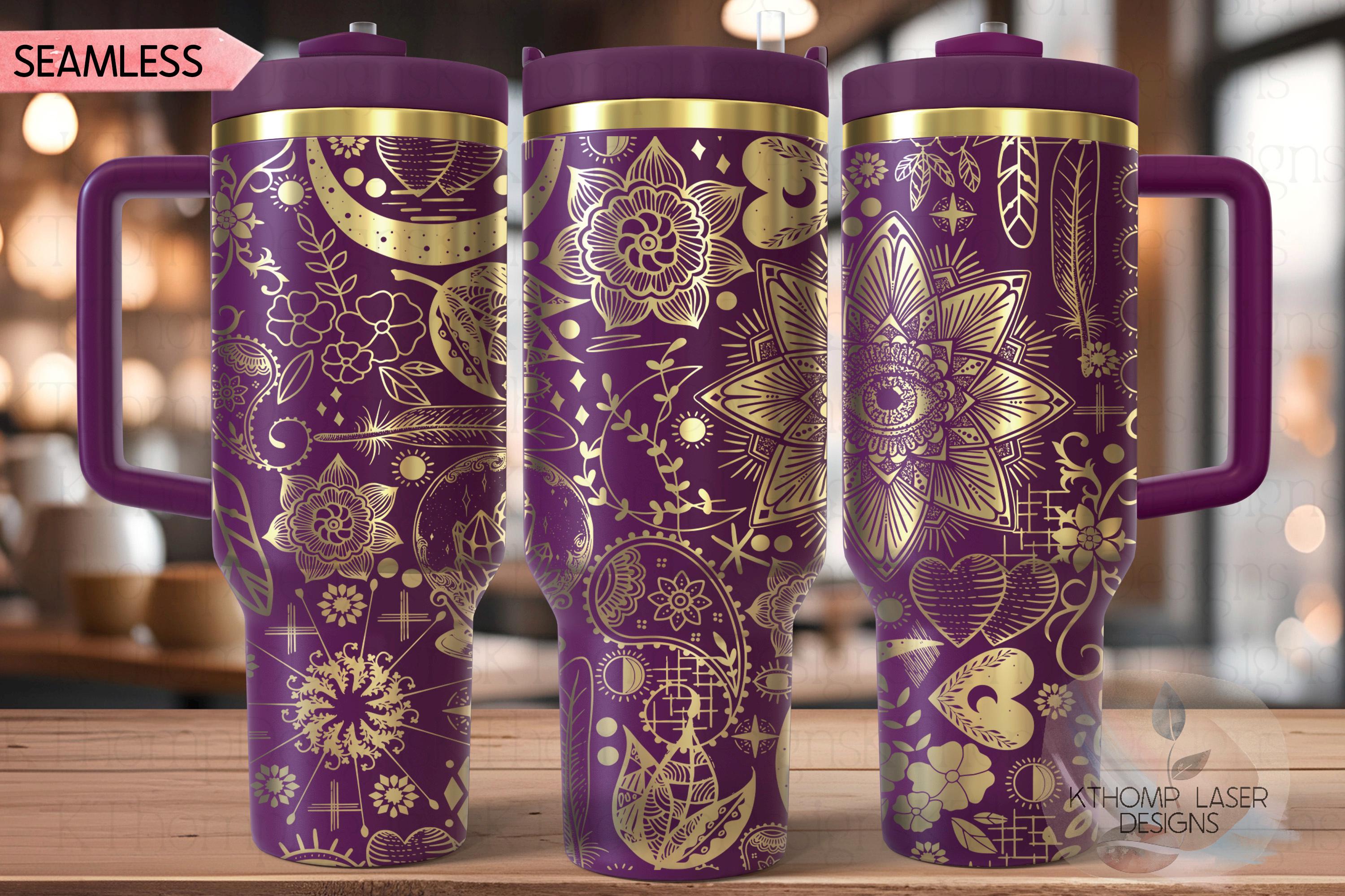 Boho Love Tumbler Wrap SVG | 40oz Laser Engraving File | Rotary Ready Digital Design | Zodiac Boho SVG