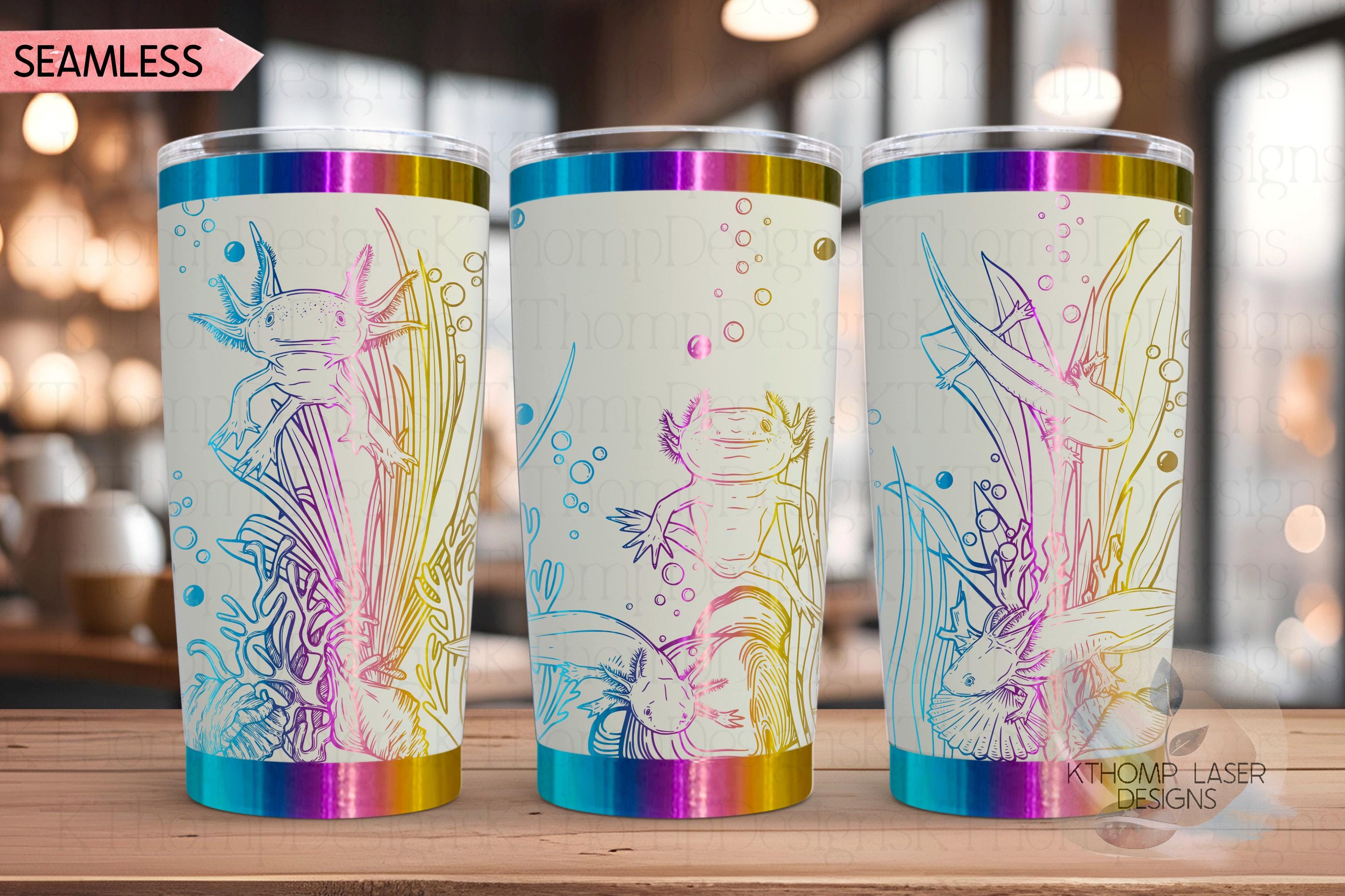 Axolotls Tumbler Wrap SVG | 20oz and 30oz Laser Engraving File | Rotary Ready Digital Design | Ocean Nautical SVG