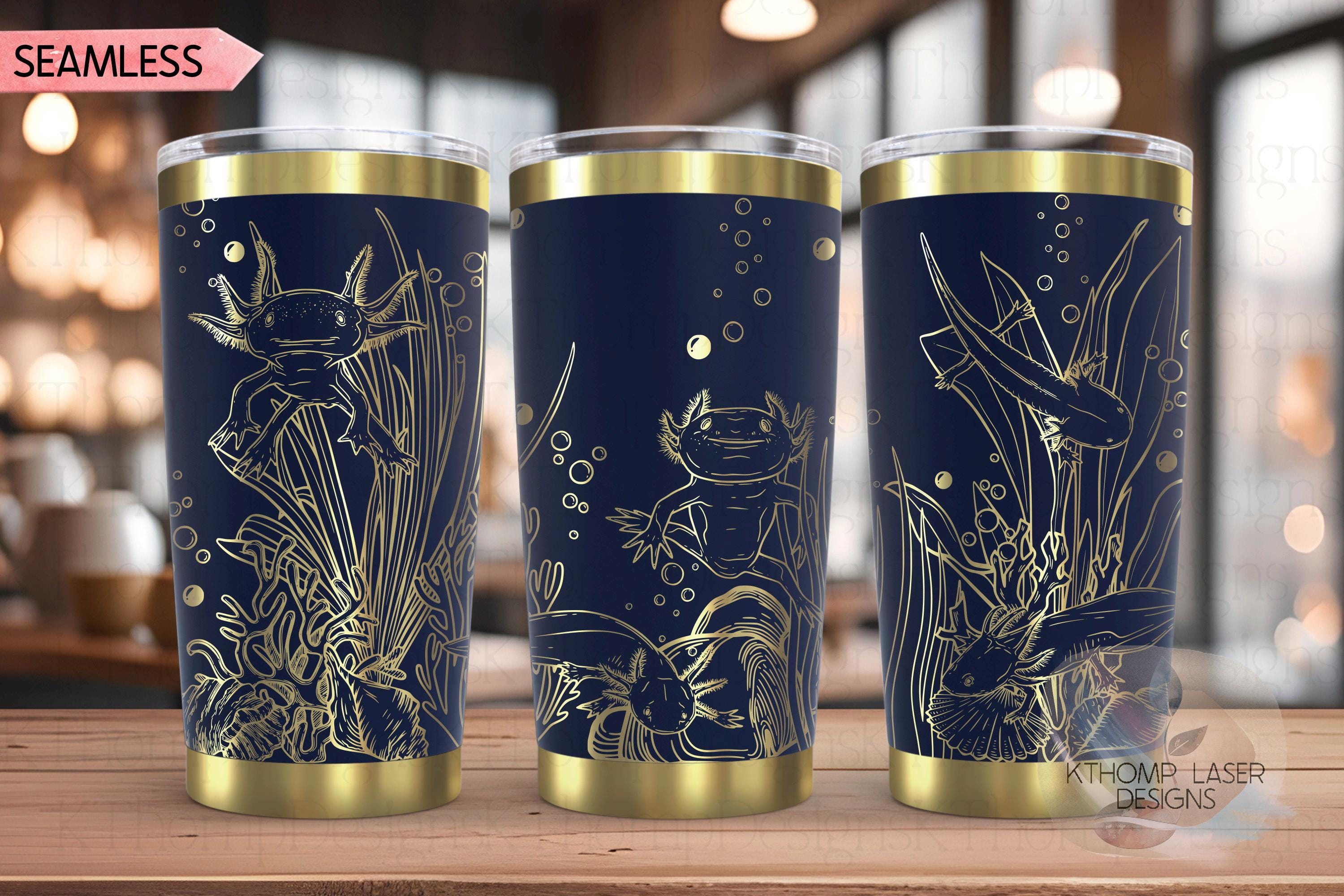 Axolotls Tumbler Wrap SVG | 20oz and 30oz Laser Engraving File | Rotary Ready Digital Design | Ocean Nautical SVG