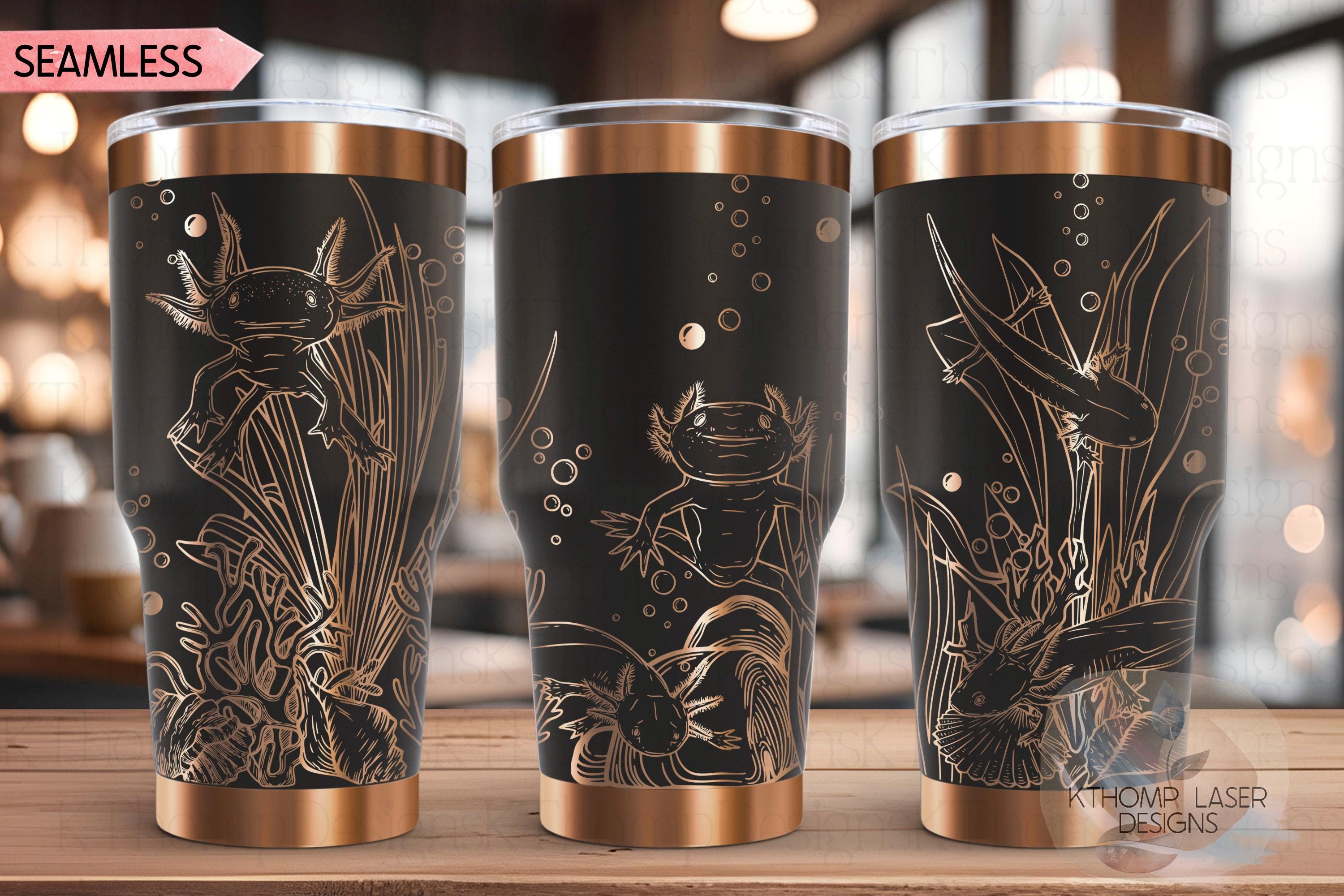 Axolotls Tumbler Wrap SVG | 20oz and 30oz Laser Engraving File | Rotary Ready Digital Design | Ocean Nautical SVG