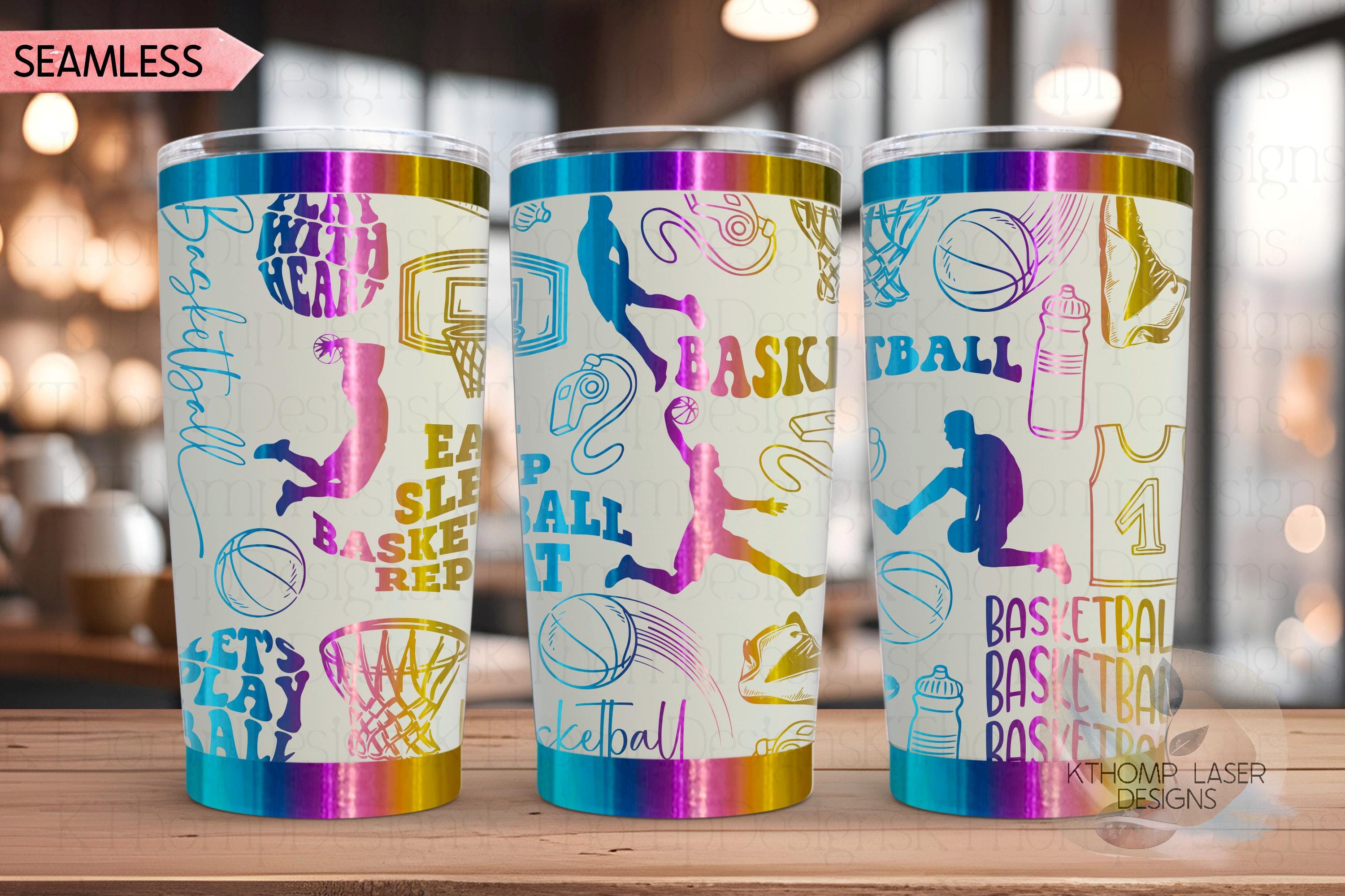 Basketball Fan Male Sports Tumbler Wrap SVG | 20oz and 30oz Laser Engraving File | Rotary Ready Digital Design | Sports Fan SVG