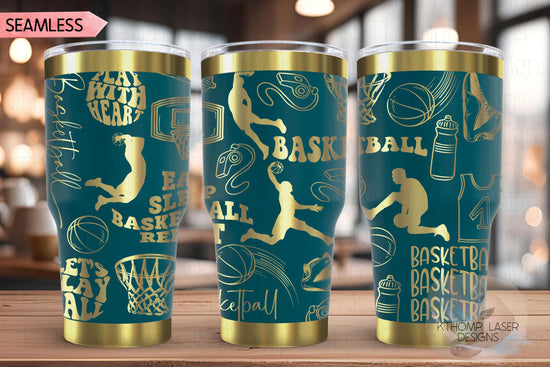 Basketball Fan Male Sports Tumbler Wrap SVG | 20oz and 30oz Laser Engraving File | Rotary Ready Digital Design | Sports Fan SVG