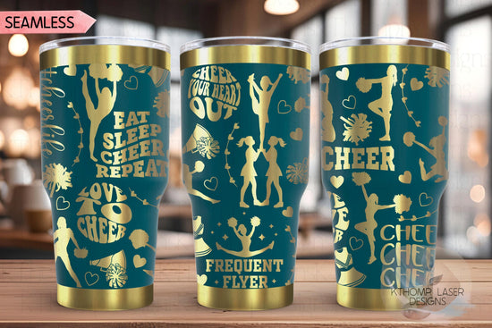 Cheer Tumbler Wrap SVG | 20oz and 30oz Laser Engraving File | Rotary Ready Digital Design | Sports Fan SVG
