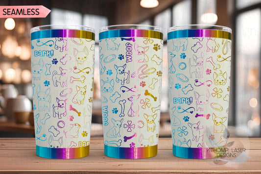 Chihuahua Tumbler Wrap SVG | 20oz and 30oz Laser Engraving File | Rotary Engrave Digital Design | Dog Lover Gift