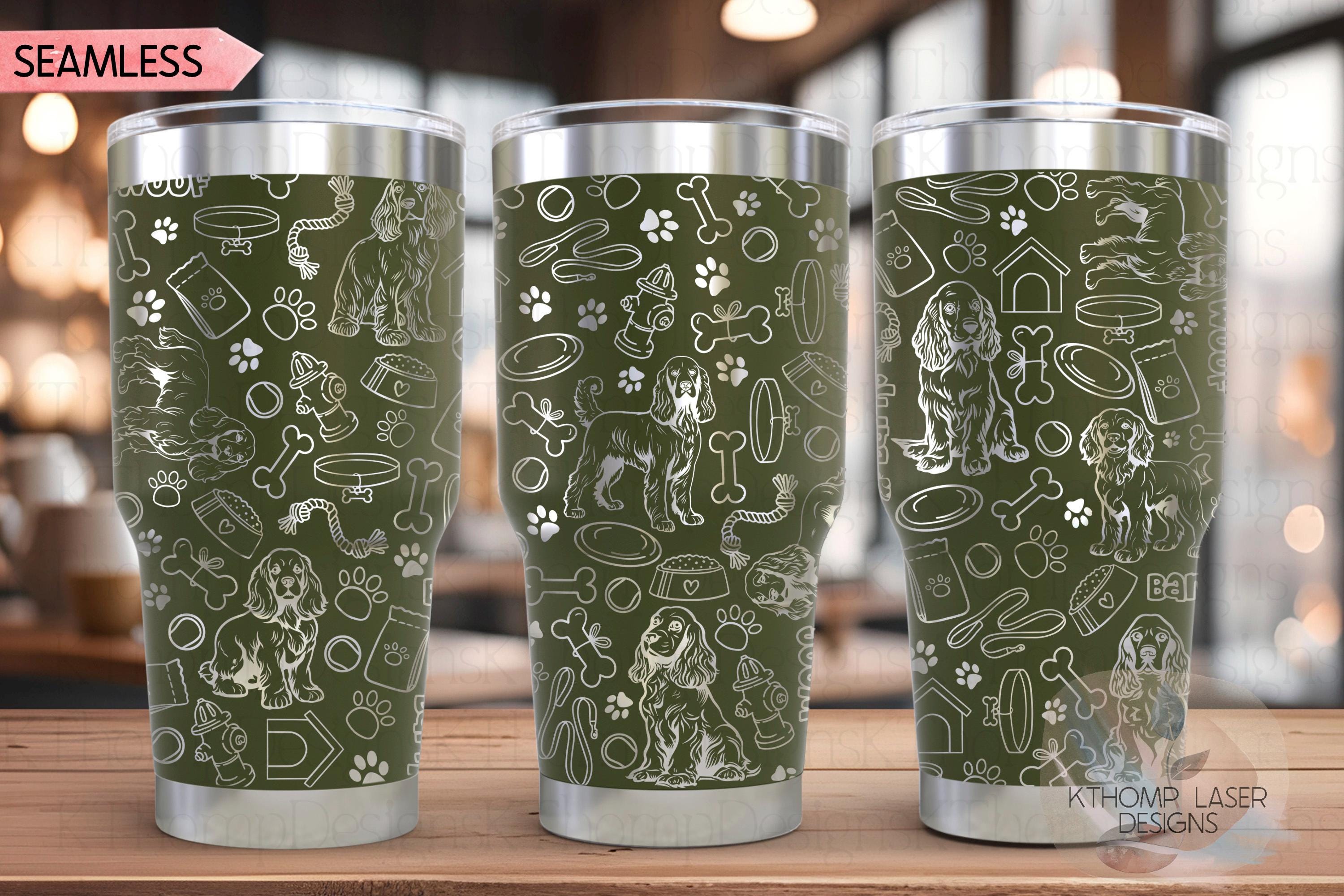 Cocker Spaniel Tumbler Wrap SVG | 20oz and 30oz Laser Engraving File | Rotary Engrave Digital Design | Dog Lover Gift