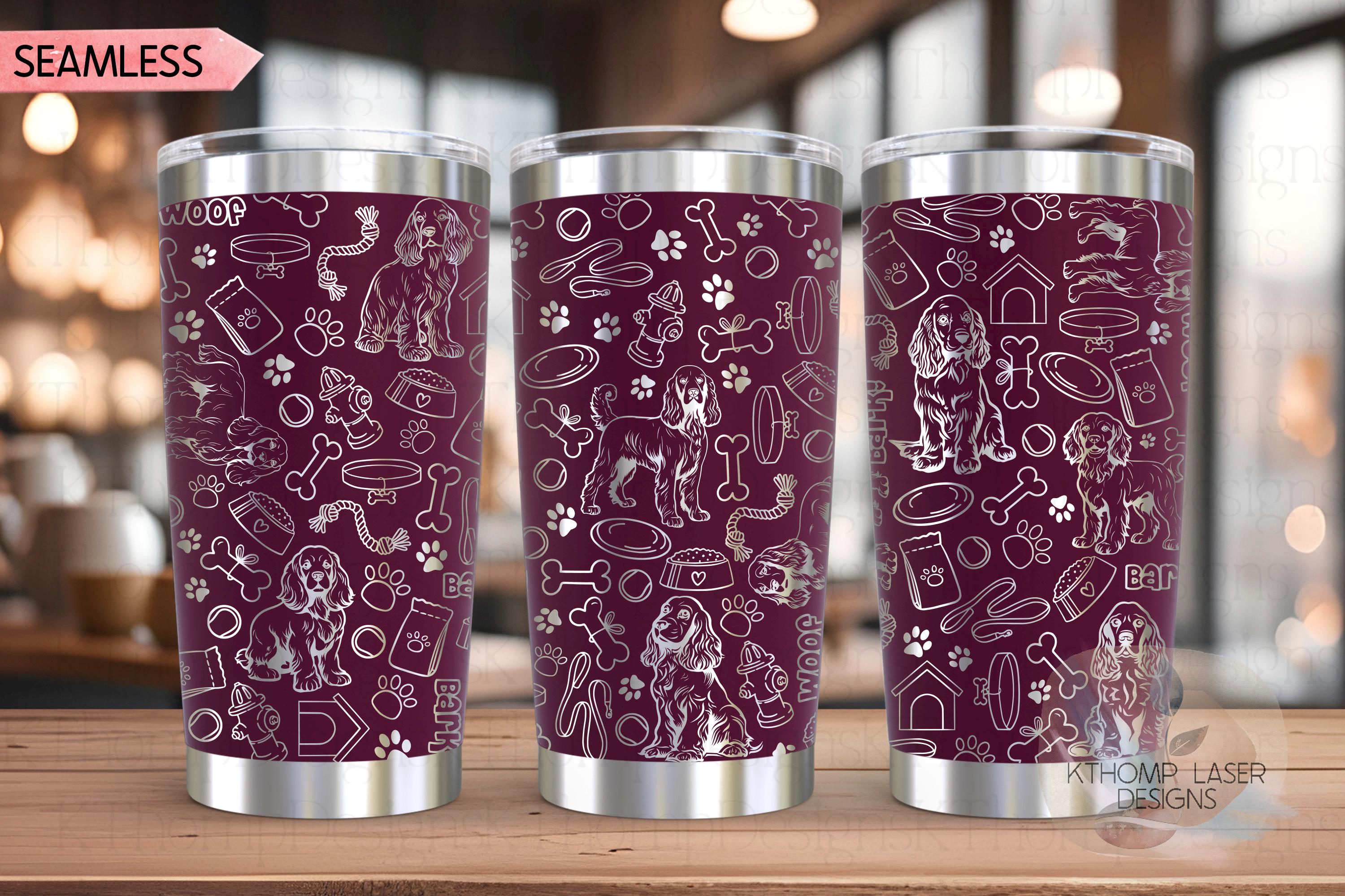 Cocker Spaniel Tumbler Wrap SVG | 20oz and 30oz Laser Engraving File | Rotary Engrave Digital Design | Dog Lover Gift