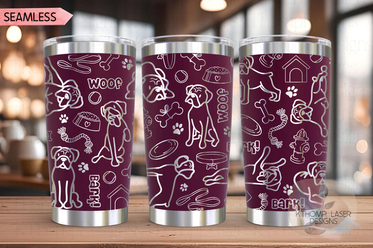 Cute Boxer Dog Tumbler Wrap SVG | 20oz and 30oz Laser Engraving File | Rotary Engrave Digital Design | Dog Lover Gift