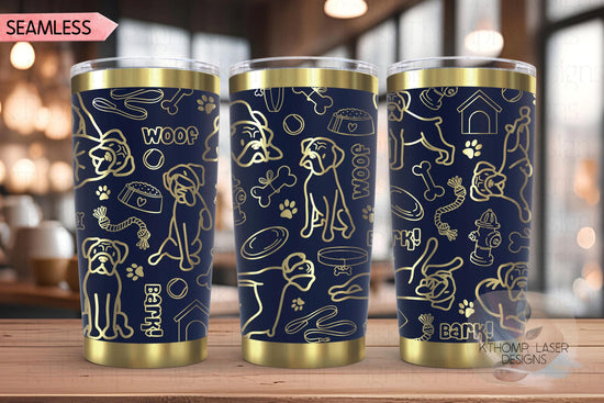 Cute Boxer Dog Tumbler Wrap SVG | 20oz and 30oz Laser Engraving File | Rotary Engrave Digital Design | Dog Lover Gift