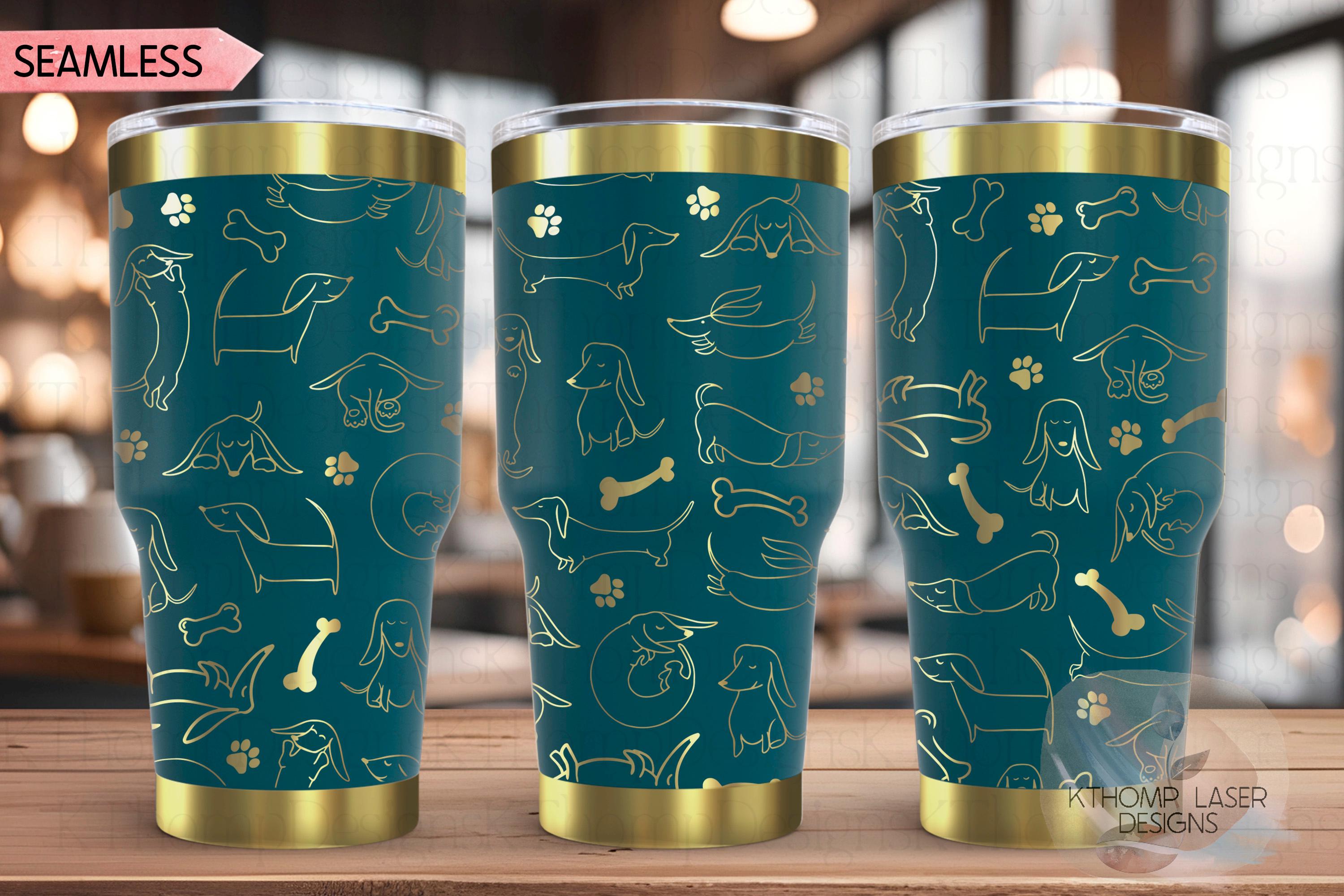 Doodle Dachshunds Tumbler Wrap SVG | 20oz and 30oz Laser Engraving File | Rotary Engrave Digital Design | Dog Lover Gift