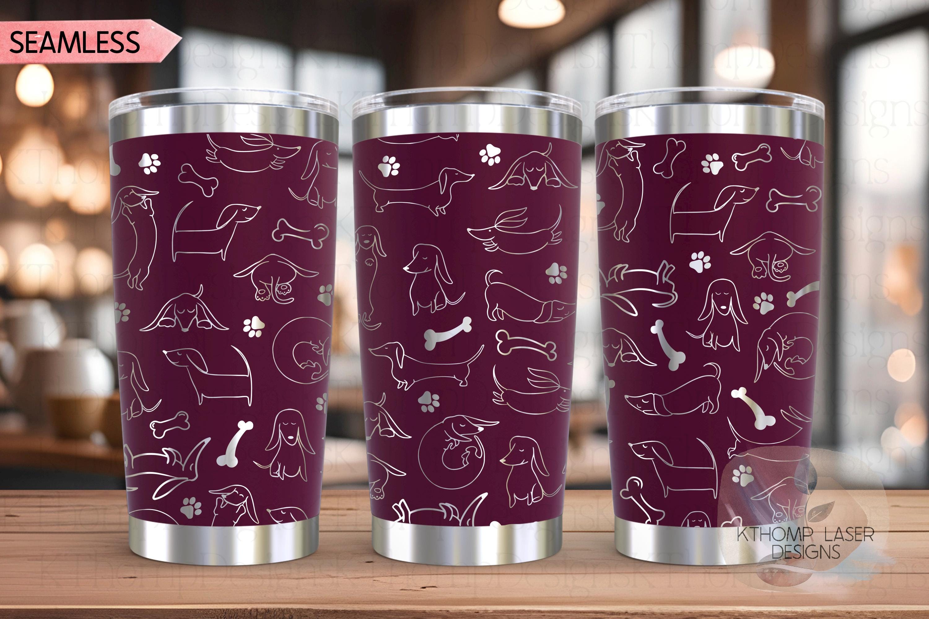 Doodle Dachshunds Tumbler Wrap SVG | 20oz and 30oz Laser Engraving File | Rotary Engrave Digital Design | Dog Lover Gift