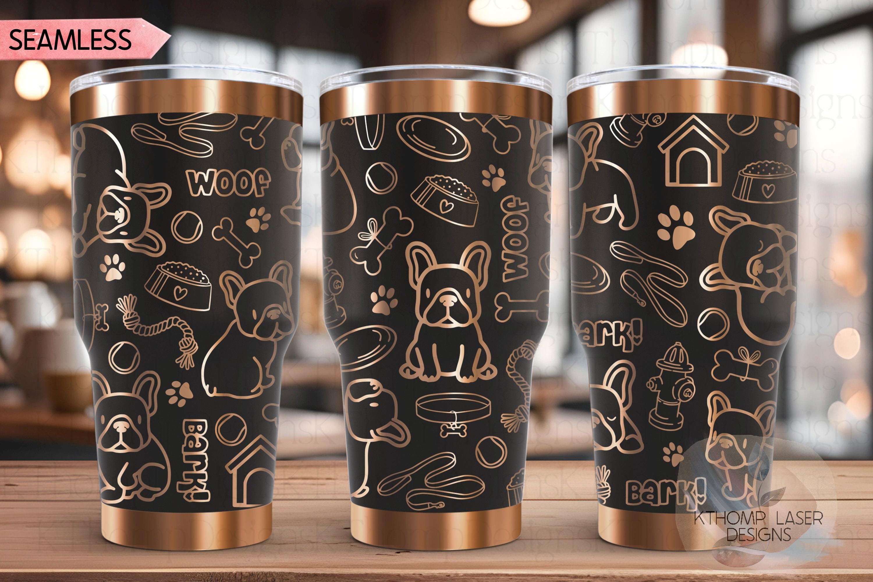 Frenchie Tumbler Wrap SVG | 20oz and 30oz Laser Engraving File | Rotary Engrave Digital Design | Dog Lover Gift