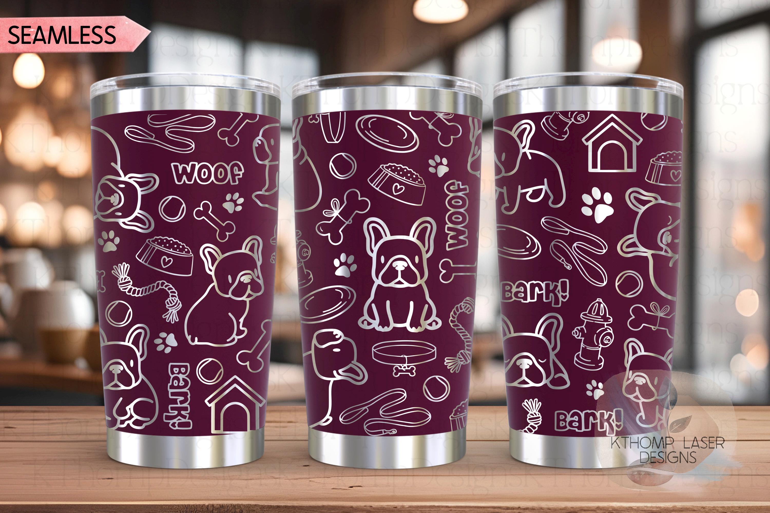 Frenchie Tumbler Wrap SVG | 20oz and 30oz Laser Engraving File | Rotary Engrave Digital Design | Dog Lover Gift