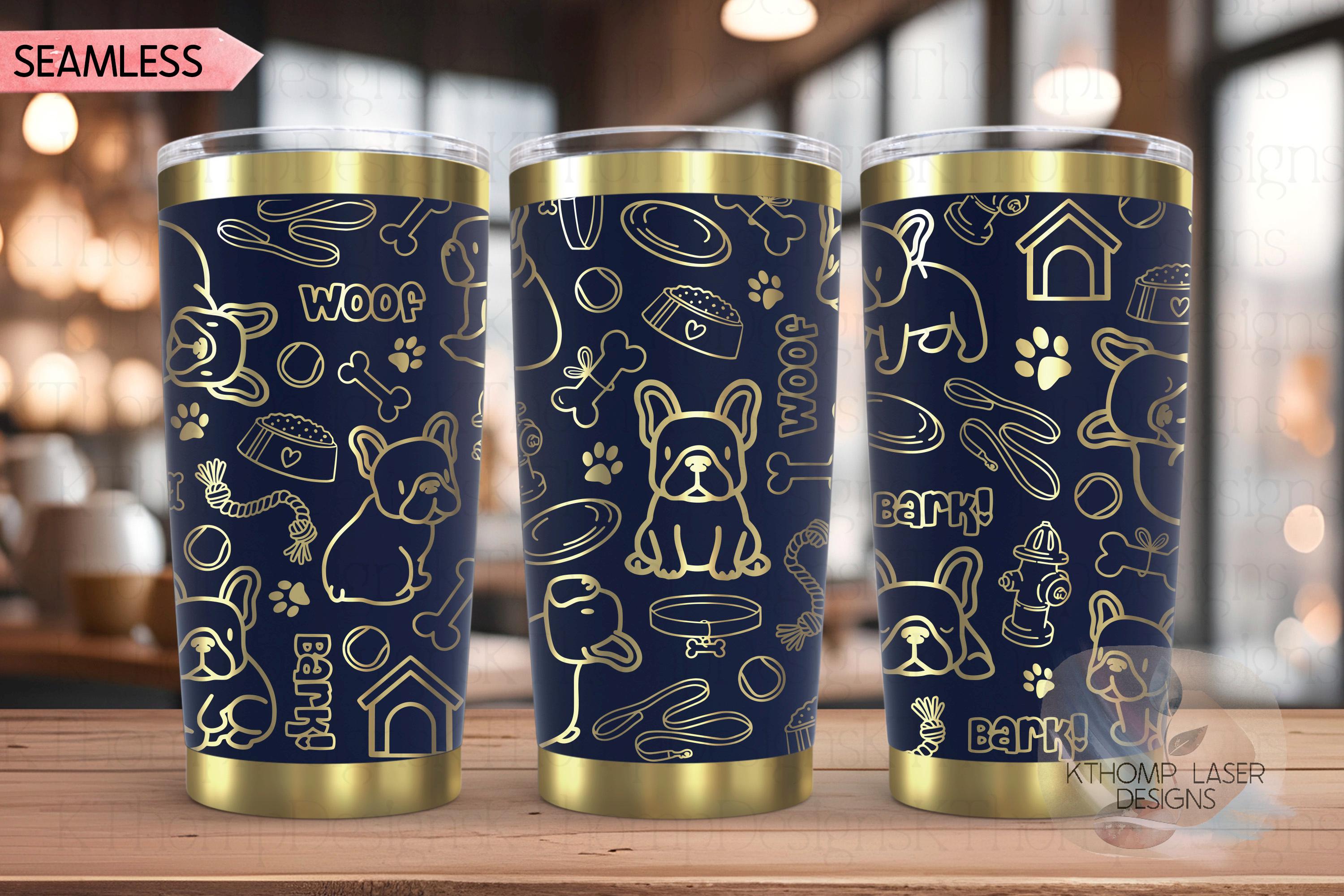 Frenchie Tumbler Wrap SVG | 20oz and 30oz Laser Engraving File | Rotary Engrave Digital Design | Dog Lover Gift