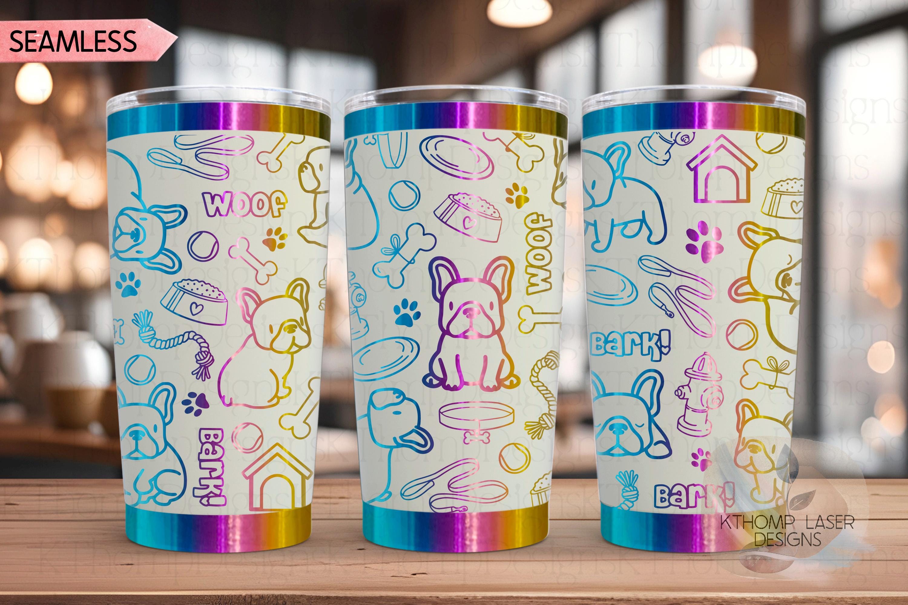 Frenchie Tumbler Wrap SVG | 20oz and 30oz Laser Engraving File | Rotary Engrave Digital Design | Dog Lover Gift