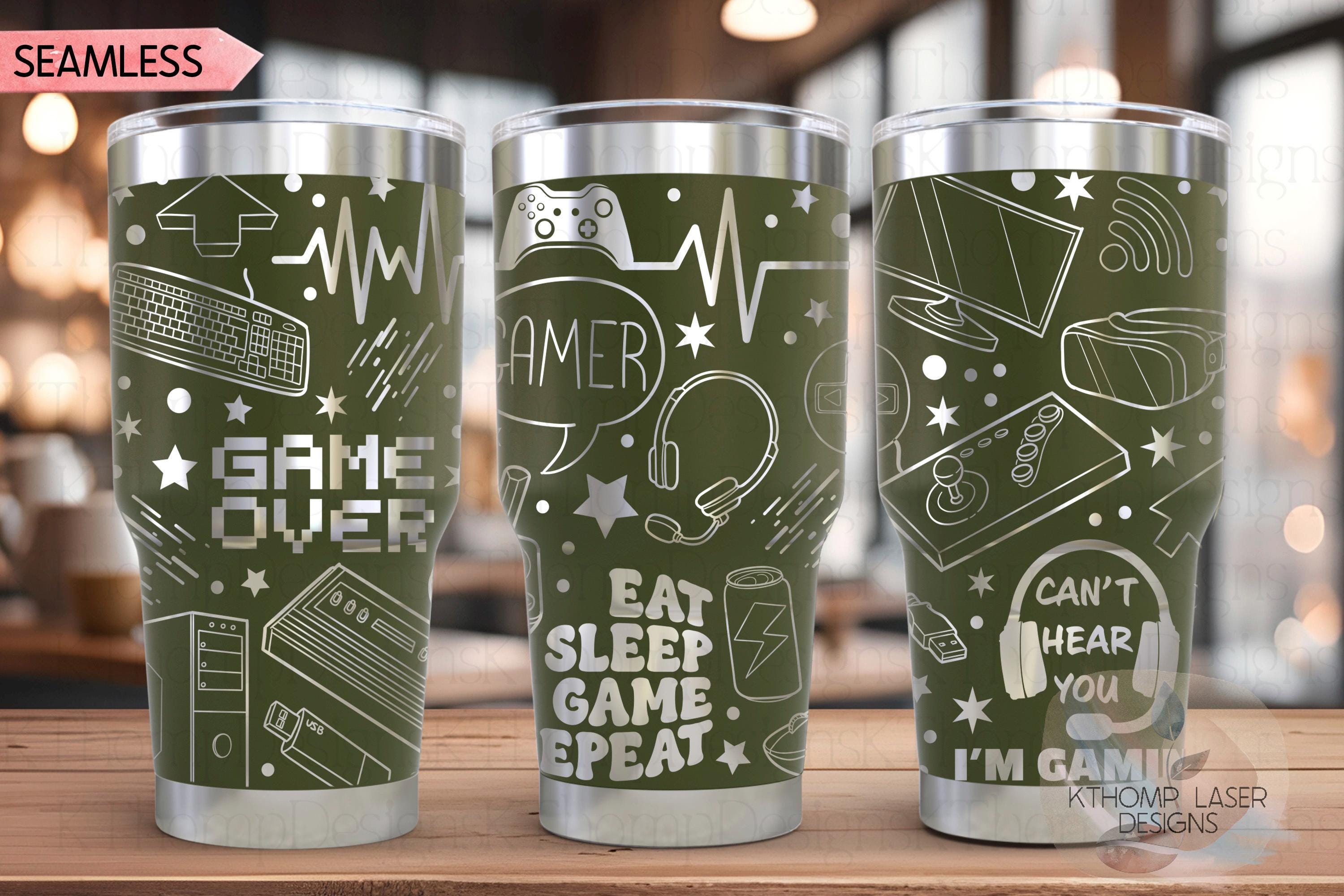 Gamer Video Game Tumbler Wrap SVG | 20oz and 30oz Laser Engraving File | Rotary Ready Digital Design | Hobby Travel SVG
