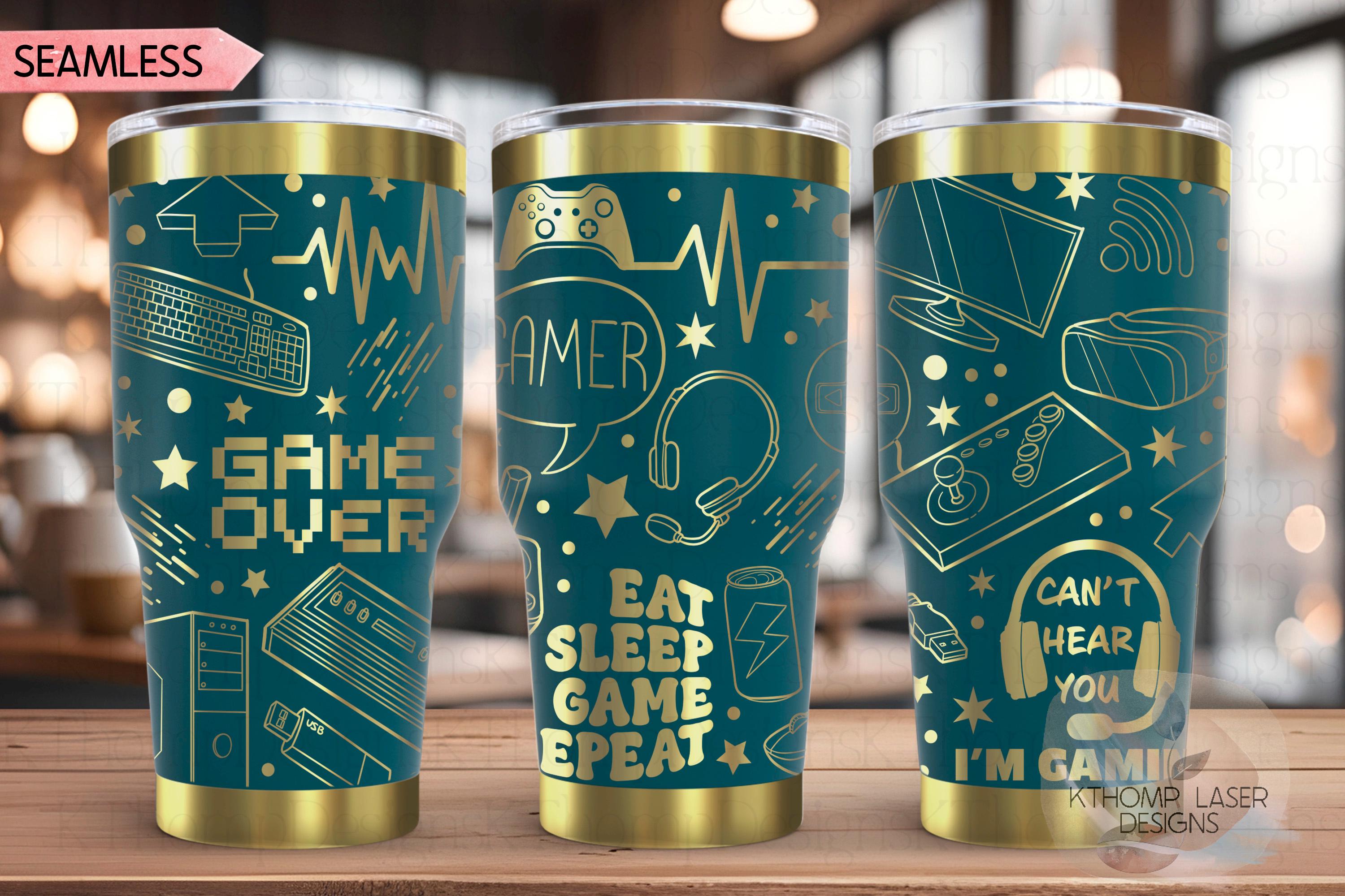 Gamer Video Game Tumbler Wrap SVG | 20oz and 30oz Laser Engraving File | Rotary Ready Digital Design | Hobby Travel SVG