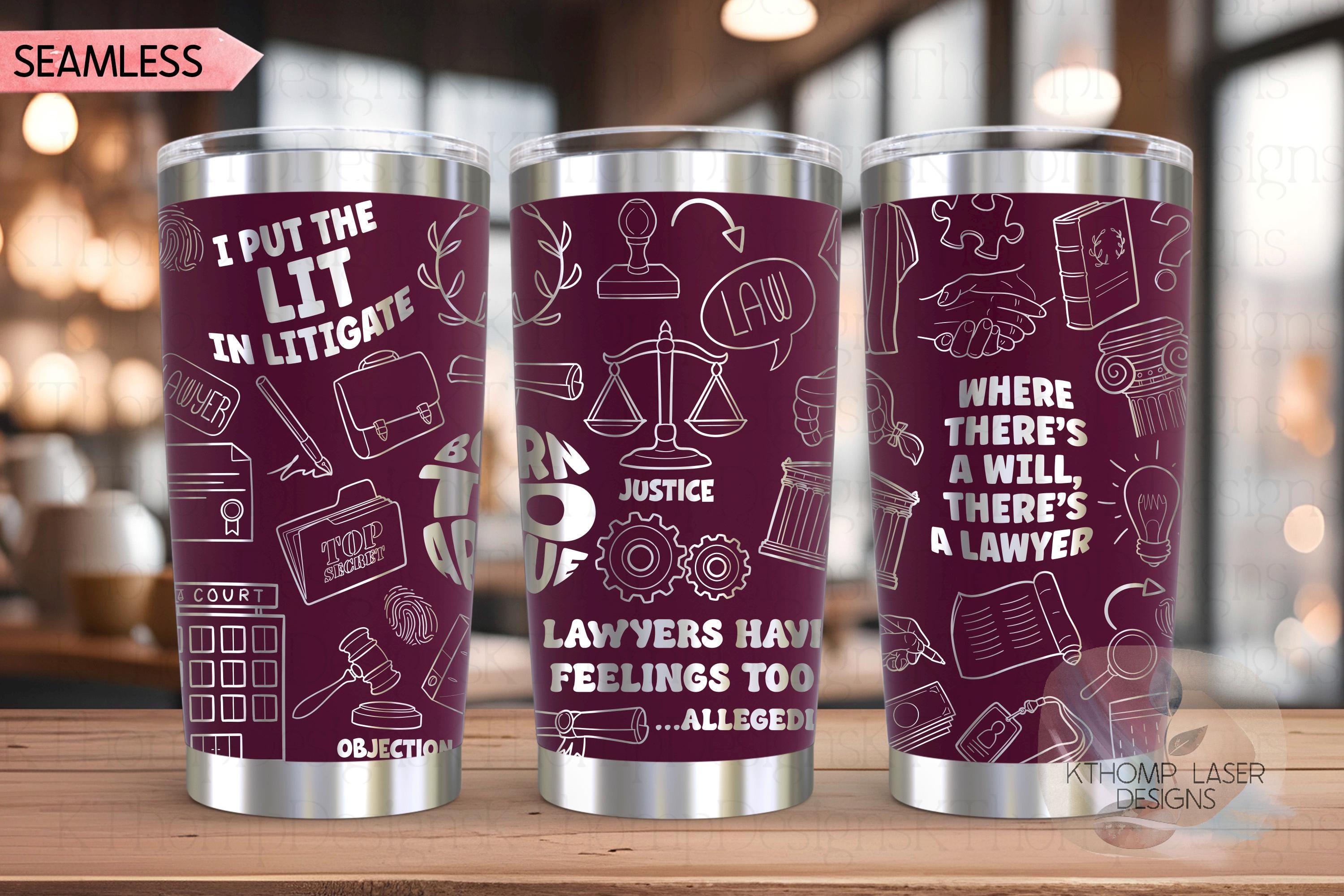 Lawyer Attorney Law Tumbler Wrap SVG | 20oz and 30 oz Laser Engraving File | Rotary Ready Digital Design | Career Gift SVG