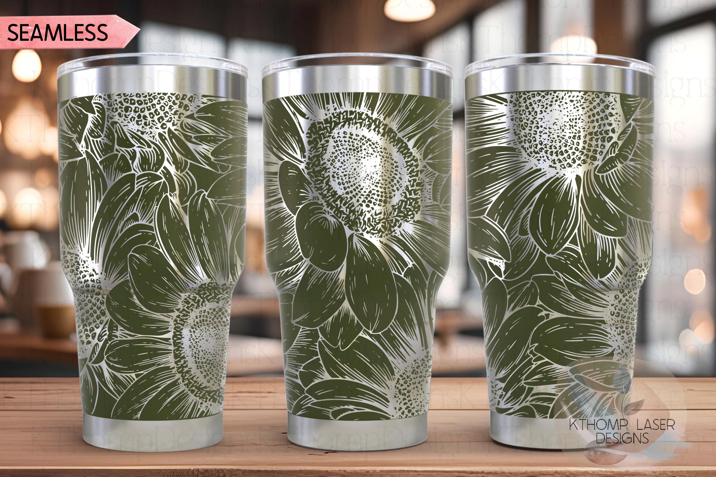 Sunflower Tumbler Wrap SVG | 20oz and 30oz Laser Engraving File | Rotary Engrave Digital Design | Floral SVG Design