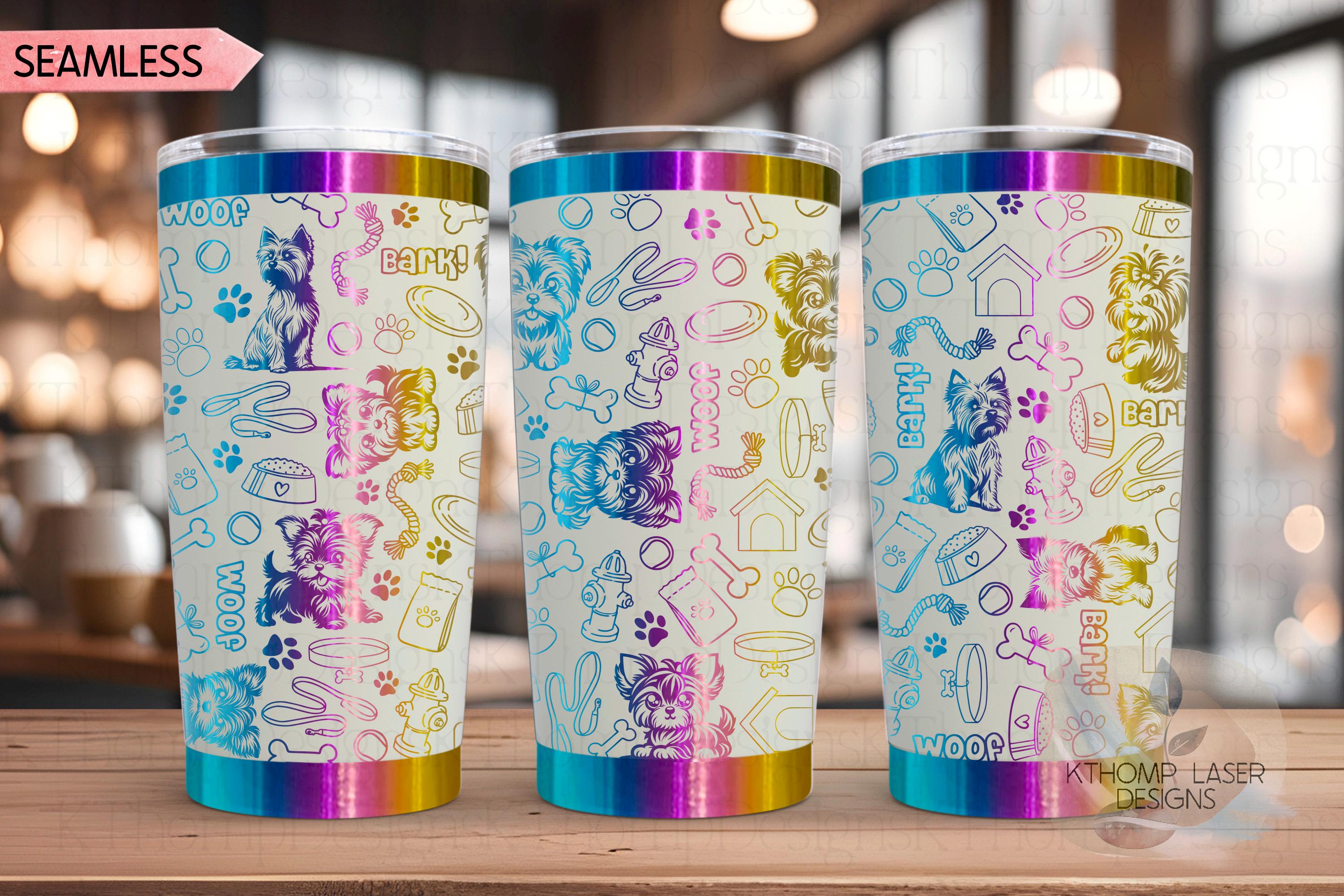 Yorkshire Terrier Tumbler Wrap SVG | 20oz and 30oz Laser Engraving File | Rotary Engrave Digital Design | Dog Lover Gift