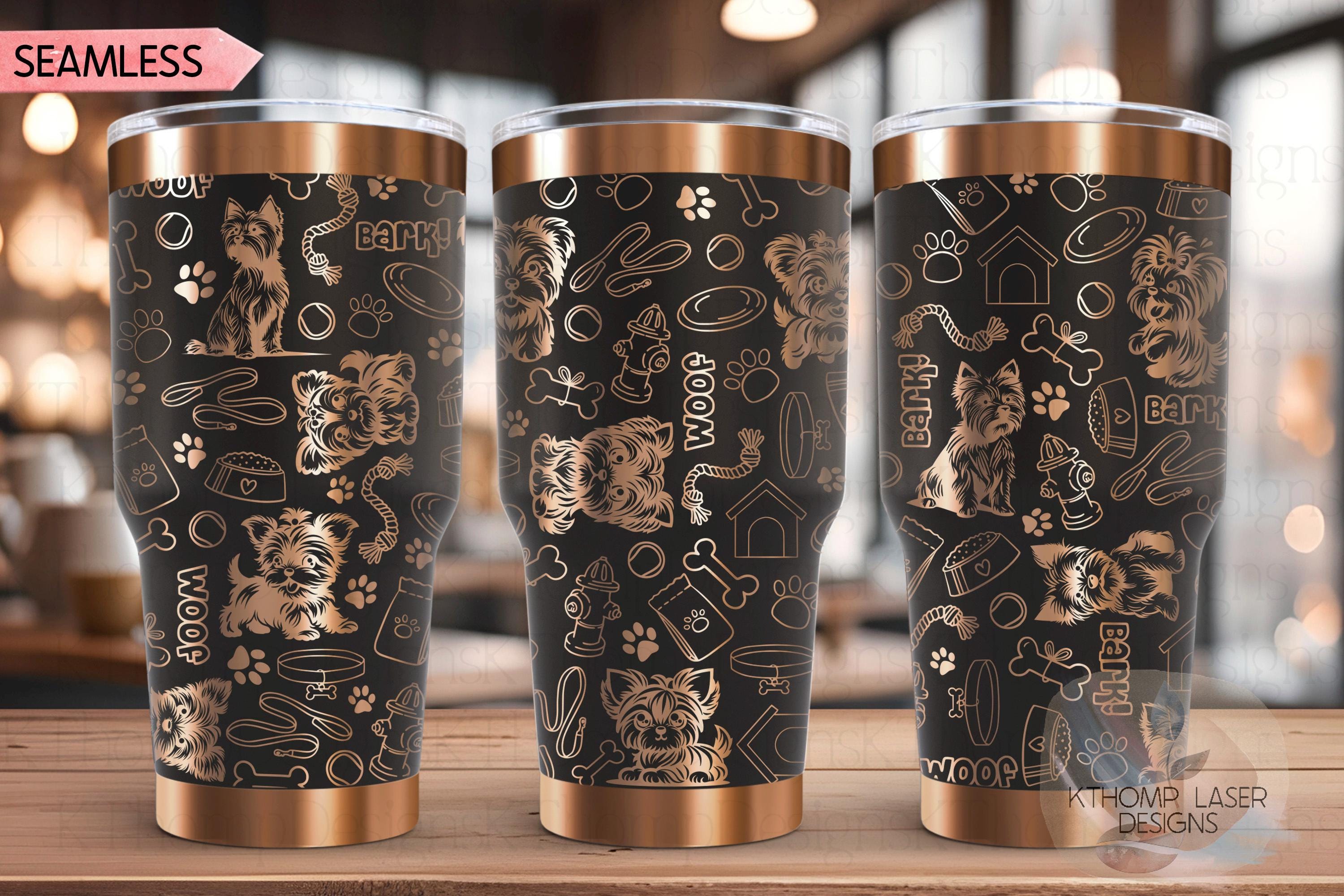 Yorkshire Terrier Tumbler Wrap SVG | 20oz and 30oz Laser Engraving File | Rotary Engrave Digital Design | Dog Lover Gift