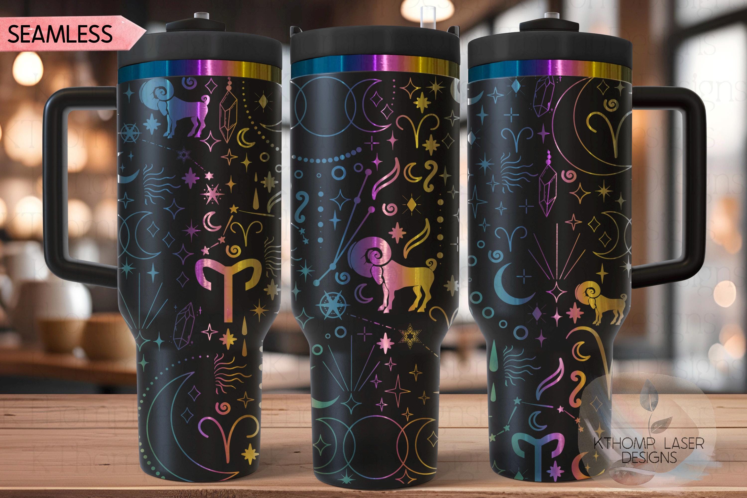 Aries Zodiac Tumbler Wrap SVG | 40oz Laser Engraving File | Rotary Ready Digital Design | Zodiac Boho SVG