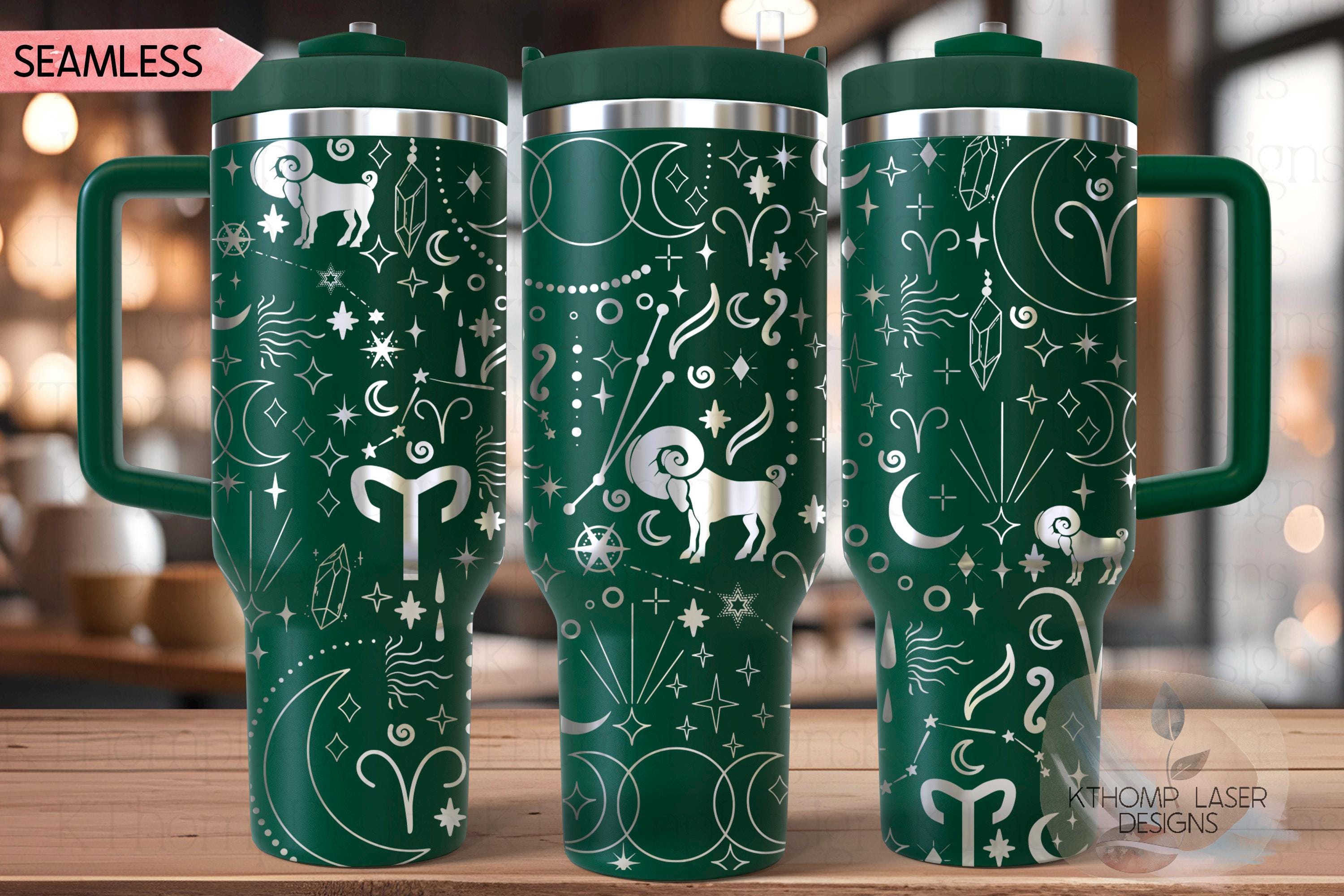 Aries Zodiac Tumbler Wrap SVG | 40oz Laser Engraving File | Rotary Ready Digital Design | Zodiac Boho SVG