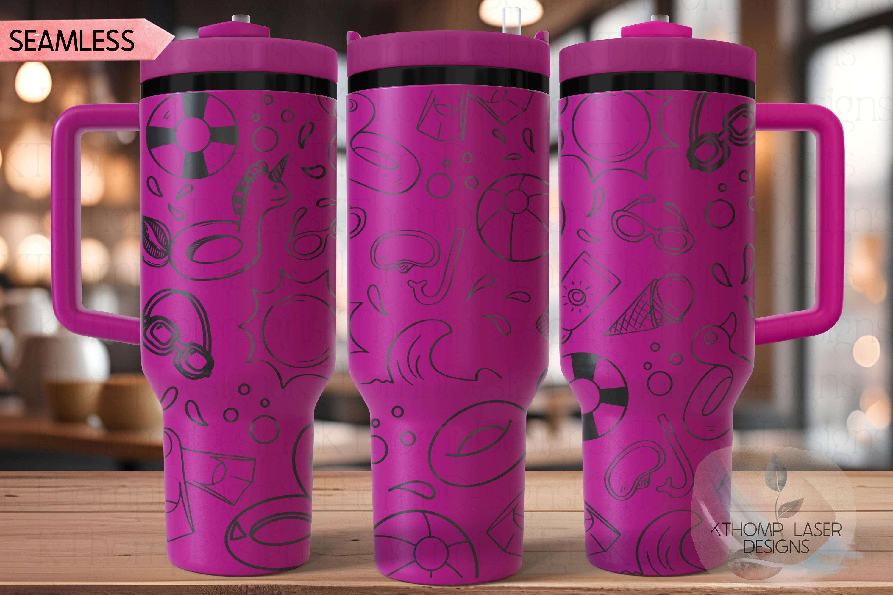 Pool Doodles Tumbler Wrap SVG | 40oz Laser Engraving File | Rotary Ready Digital Design | Hobby Travel SVG