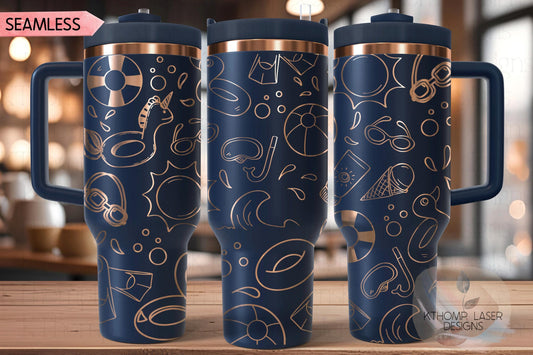 Pool Doodles Tumbler Wrap SVG | 40oz Laser Engraving File | Rotary Ready Digital Design | Hobby Travel SVG