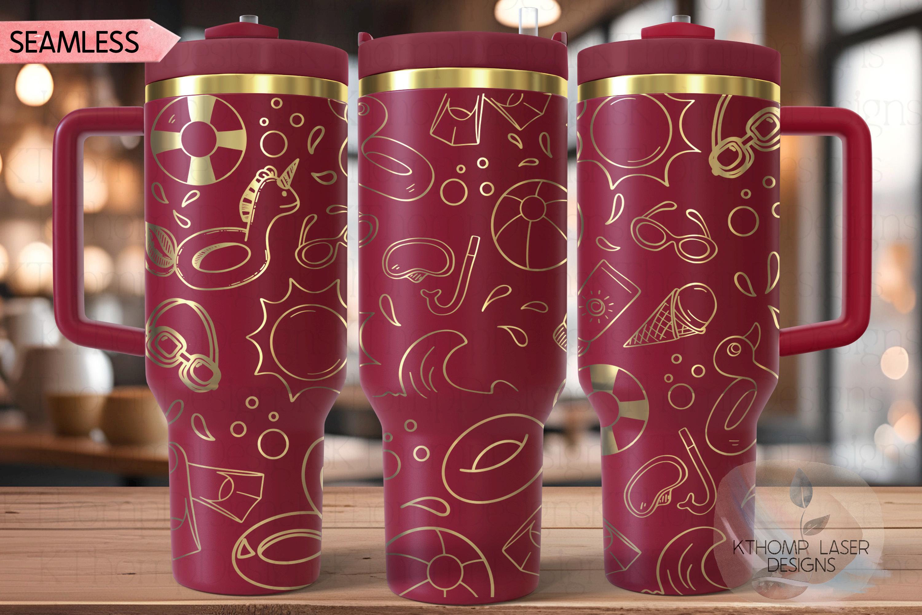 Pool Doodles Tumbler Wrap SVG | 40oz Laser Engraving File | Rotary Ready Digital Design | Hobby Travel SVG