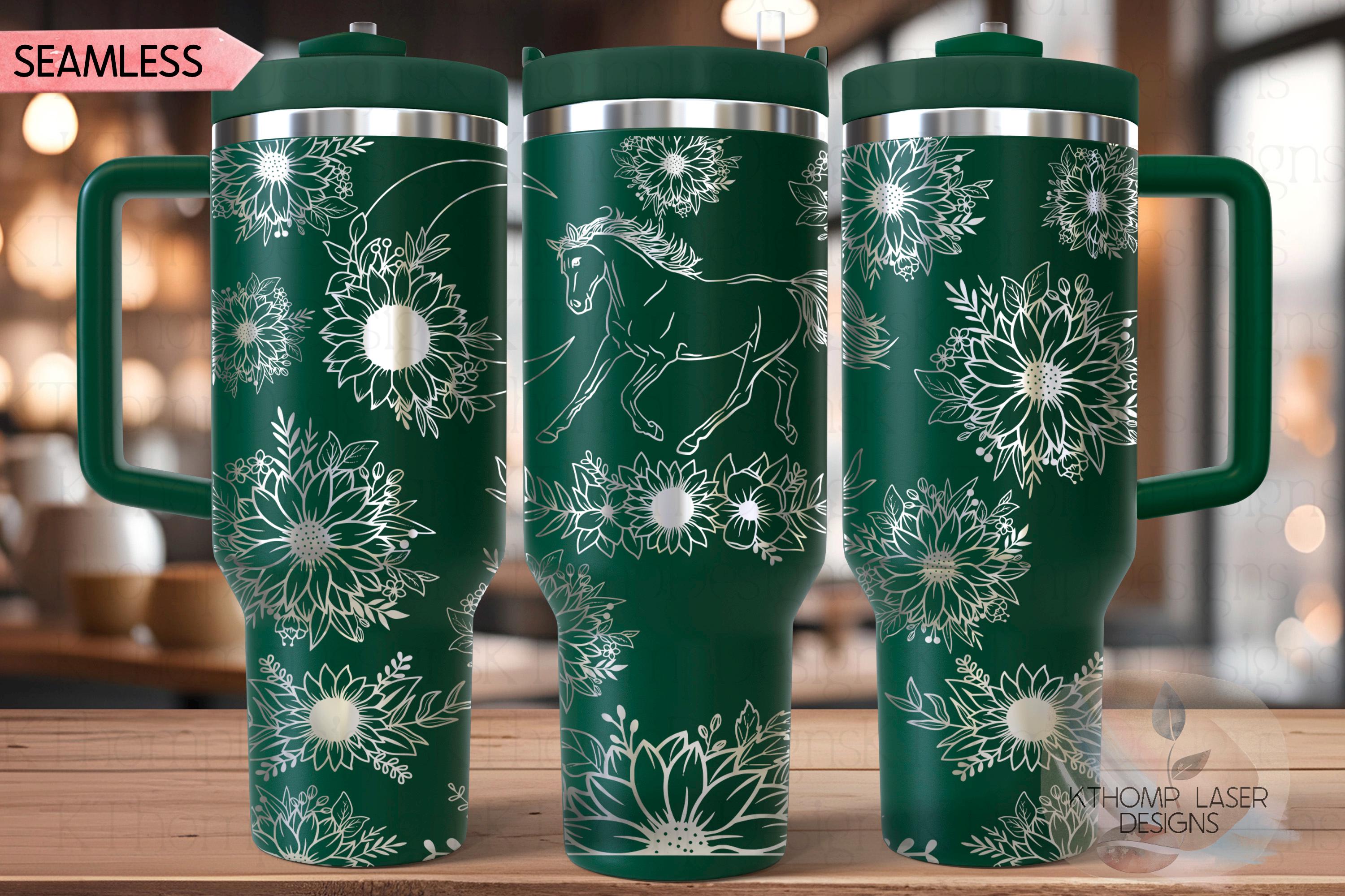 Horse and Sunflowers Western Tumbler Wrap SVG | 40oz Laser Engraving File | Rotary Ready Digital Design | Western Farm SVG