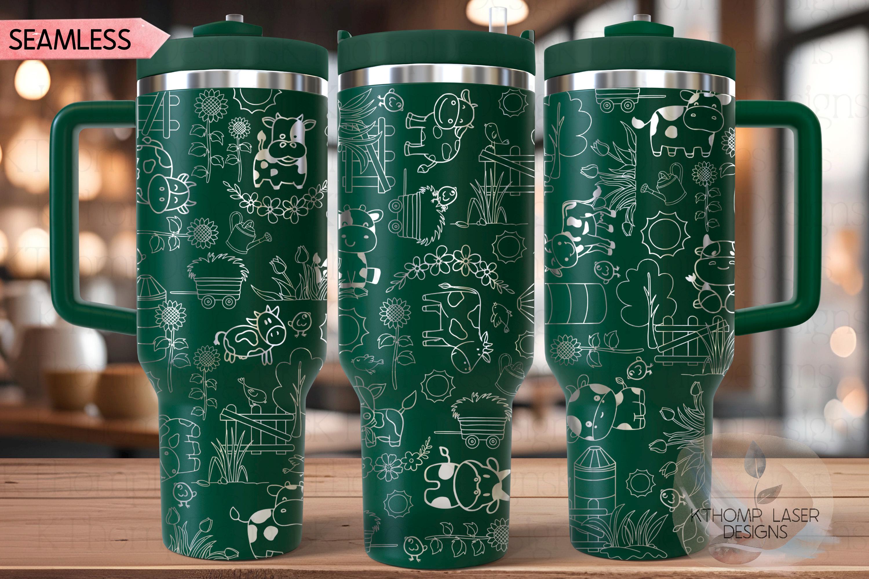 Cow Doodles Tumbler Wrap SVG | 40oz Laser Engraving File | Rotary Ready Digital Design | Pet Lover Gift