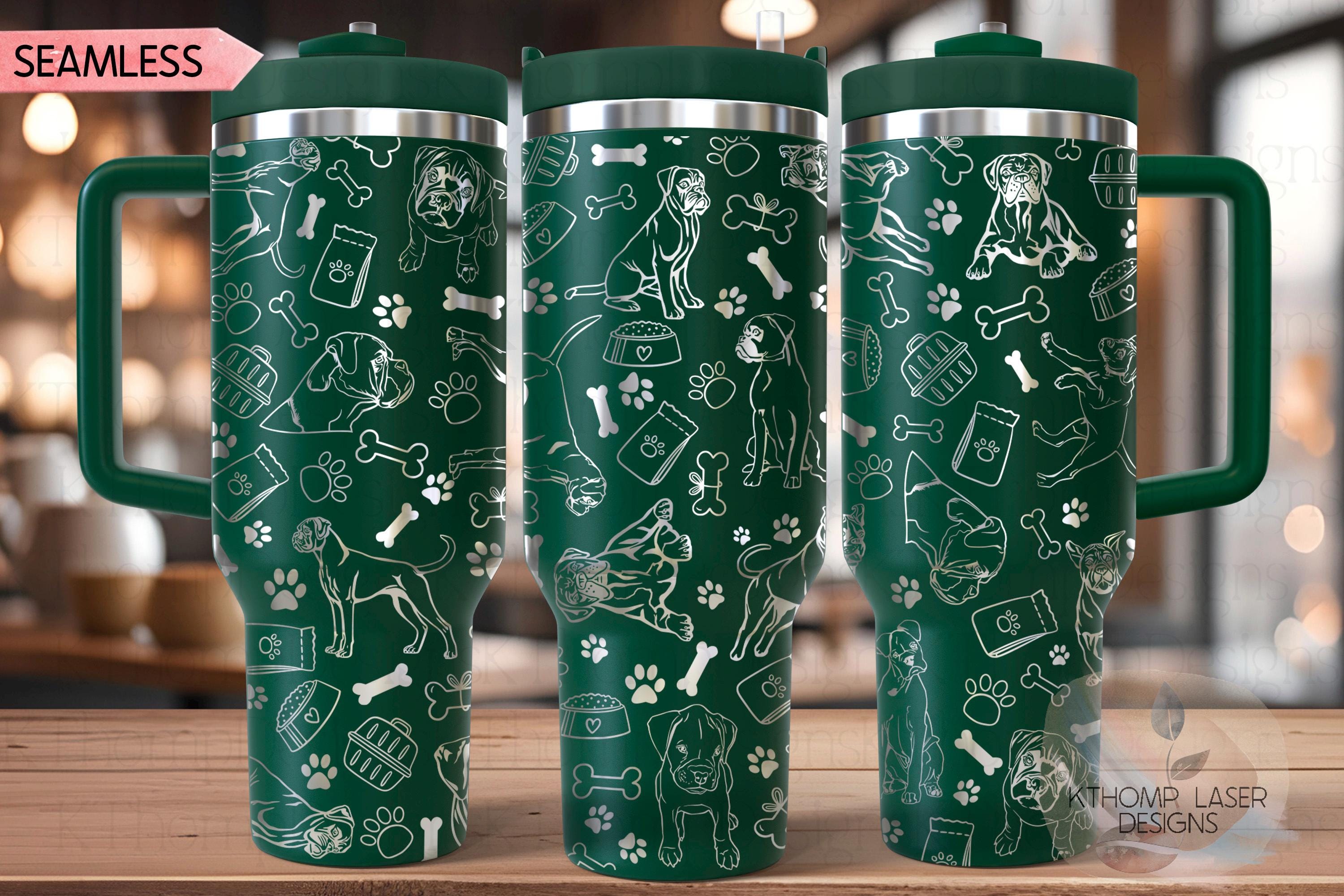 Boxer Tumbler Wrap SVG | 40oz Laser Engraving File | Rotary Engrave Digital Design | Dog Lover Gift