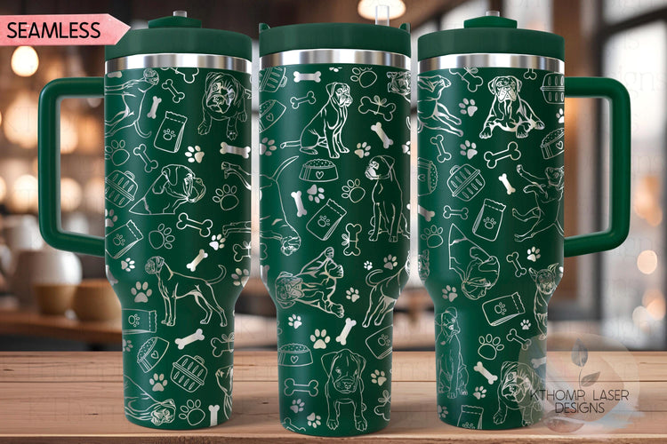 Boxer Tumbler Wrap SVG | 40oz Laser Engraving File | Rotary Engrave Digital Design | Dog Lover Gift