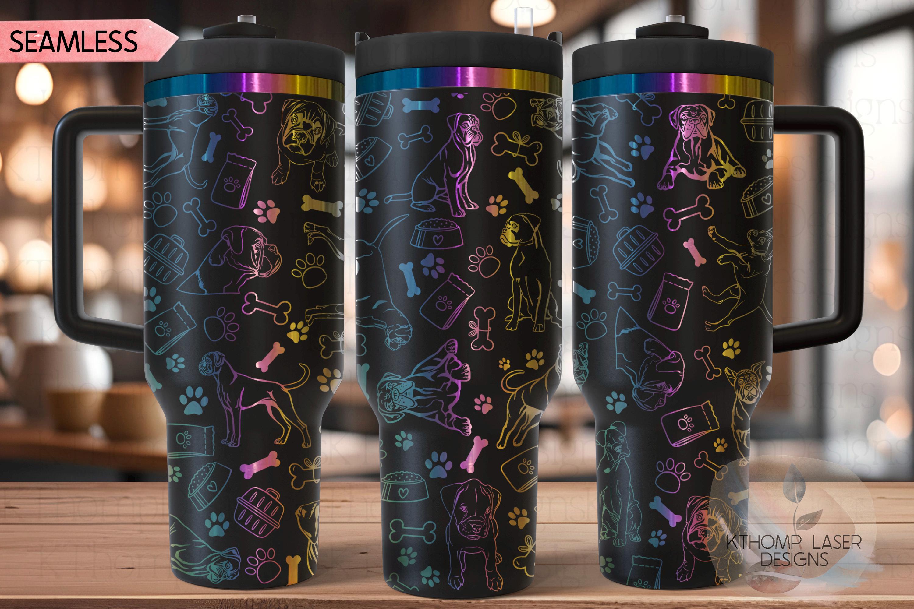 Boxer Tumbler Wrap SVG | 40oz Laser Engraving File | Rotary Engrave Digital Design | Dog Lover Gift