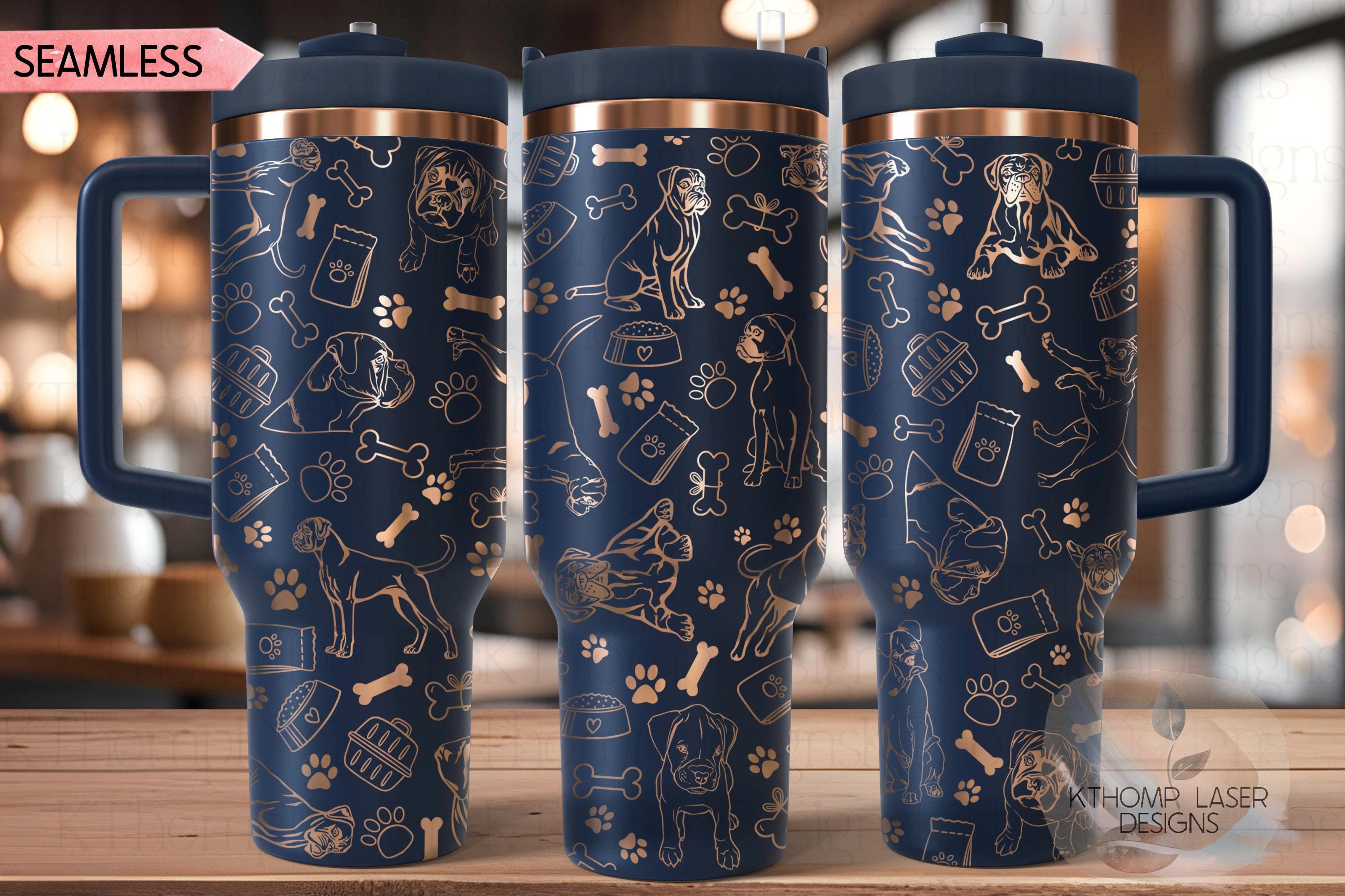 Boxer Tumbler Wrap SVG | 40oz Laser Engraving File | Rotary Engrave Digital Design | Dog Lover Gift