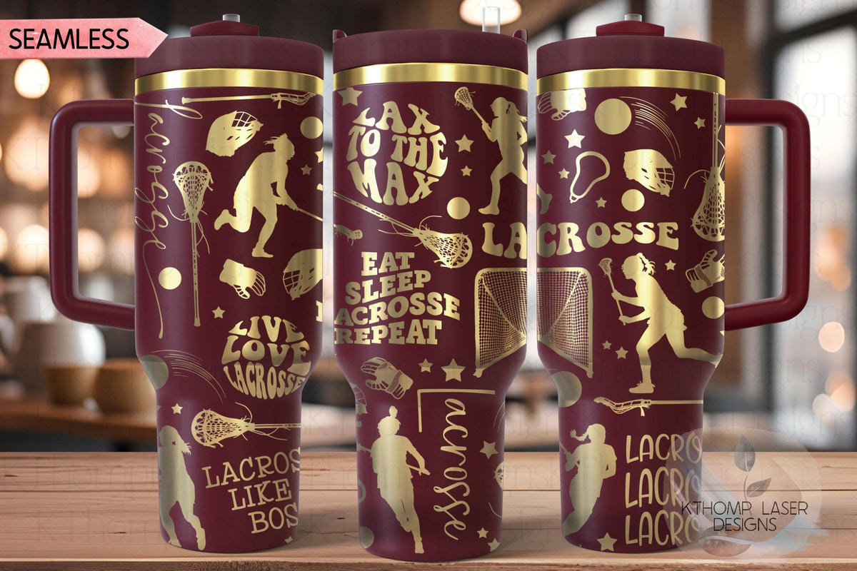 Lacrosse Female Tumbler Wrap SVG | 40oz Laser Engraving File | Rotary Ready Digital Design | Sports Fan SVG