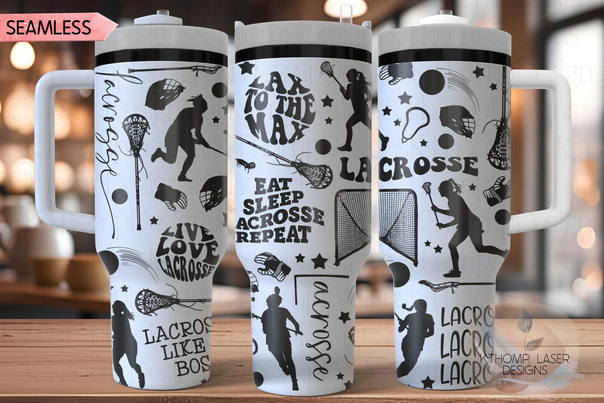 Lacrosse Female Tumbler Wrap SVG | 40oz Laser Engraving File | Rotary Ready Digital Design | Sports Fan SVG