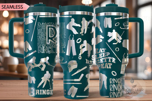 Ringette Tumbler Wrap SVG | 40oz Laser Engraving File | Rotary Ready Digital Design | Sports Fan SVG