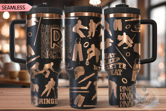 Ringette Tumbler Wrap SVG | 40oz Laser Engraving File | Rotary Ready Digital Design | Sports Fan SVG