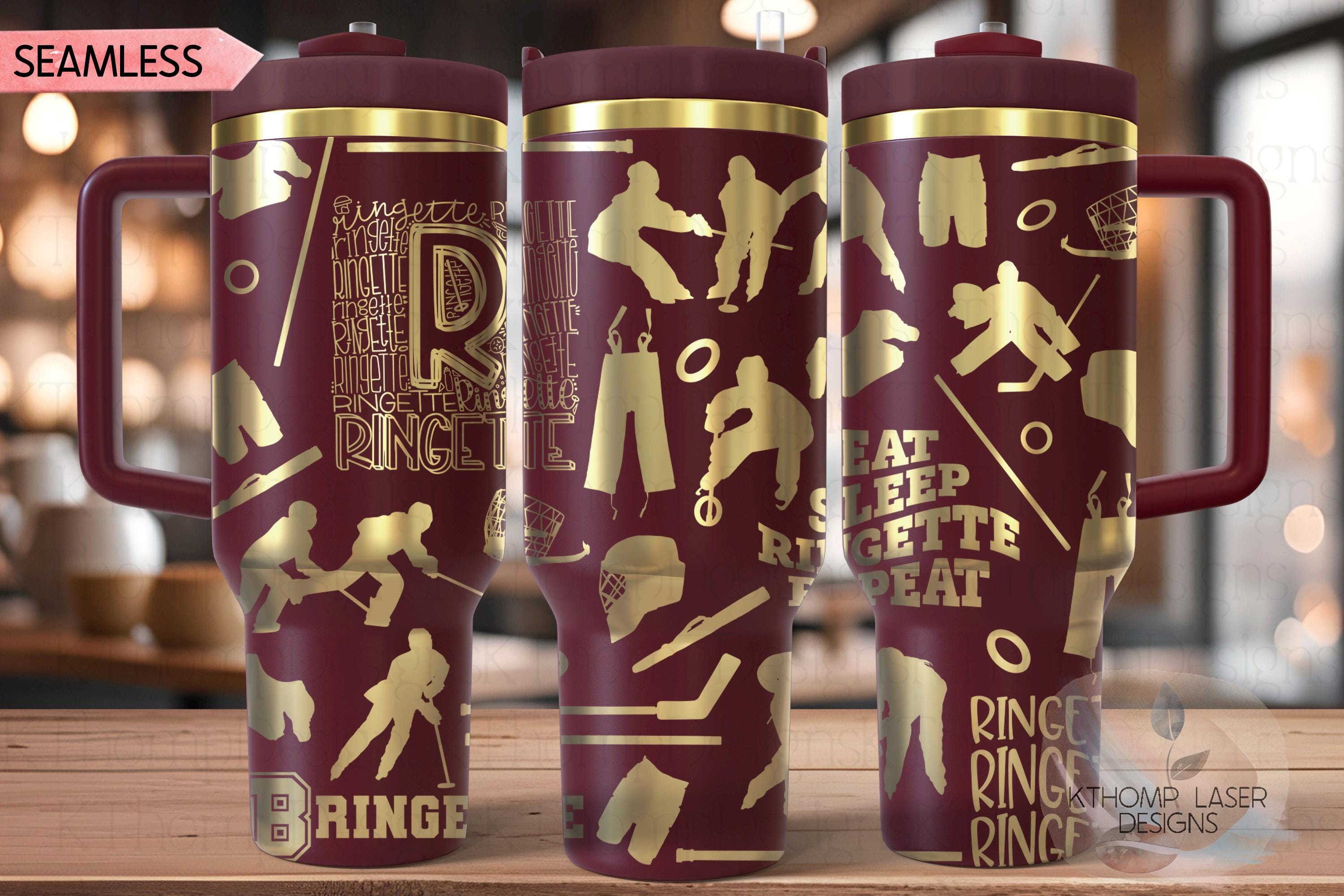 Ringette Tumbler Wrap SVG | 40oz Laser Engraving File | Rotary Ready Digital Design | Sports Fan SVG