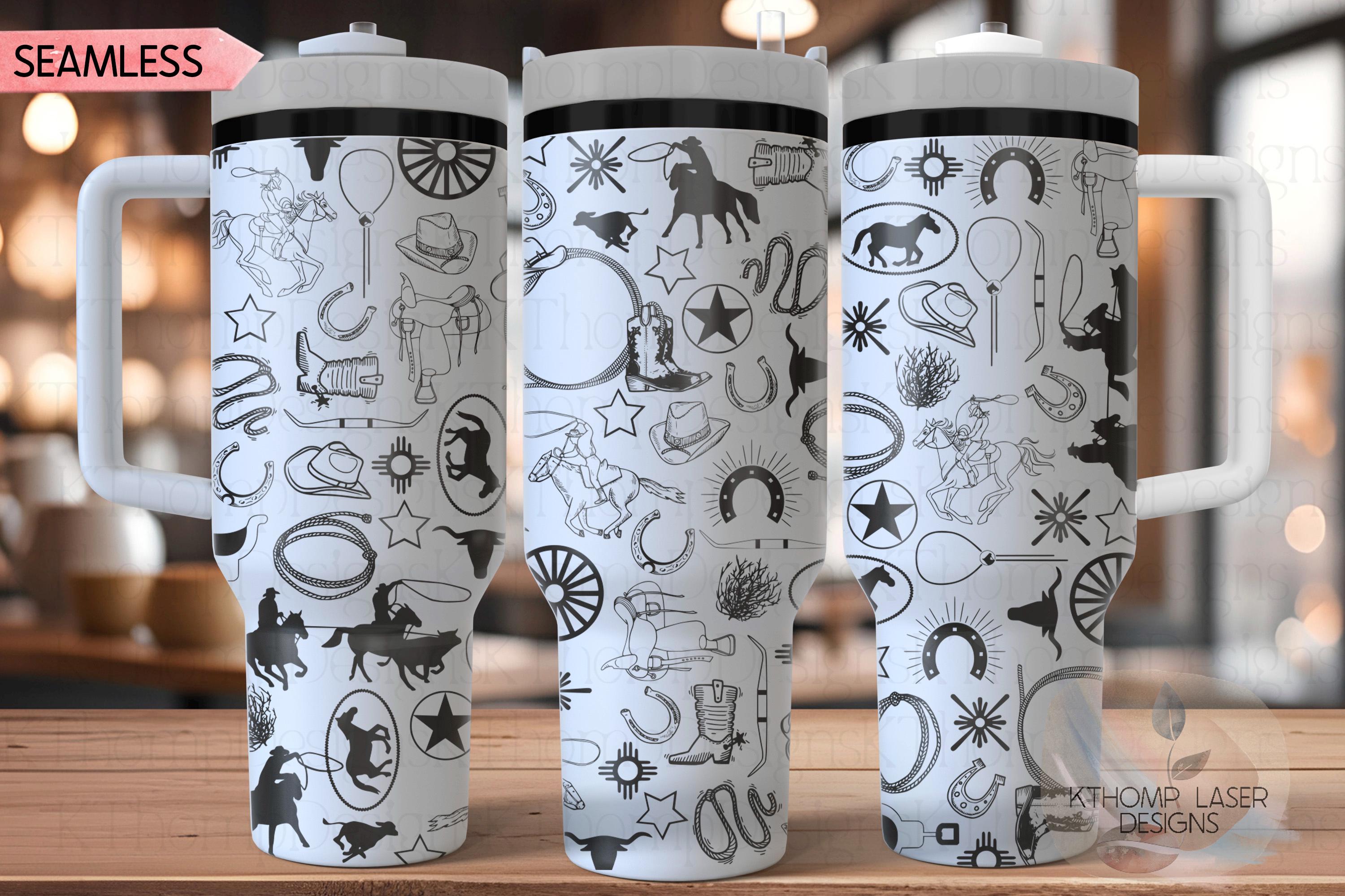 Western Cowboy Tumbler Wrap SVG | 40oz Laser Engraving File | Rotary Ready Digital Design | Western Farm SVG