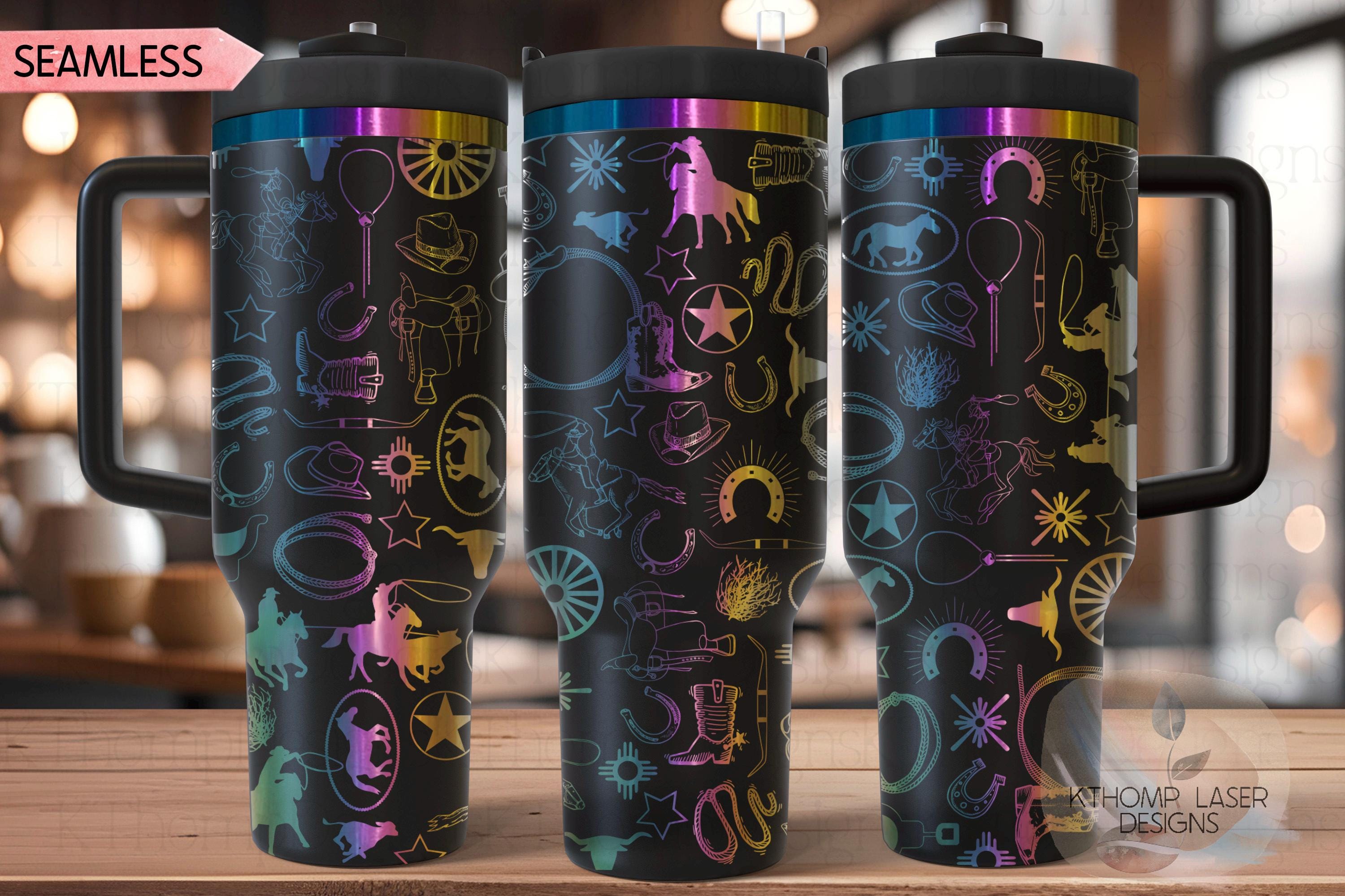 Western Cowboy Tumbler Wrap SVG | 40oz Laser Engraving File | Rotary Ready Digital Design | Western Farm SVG