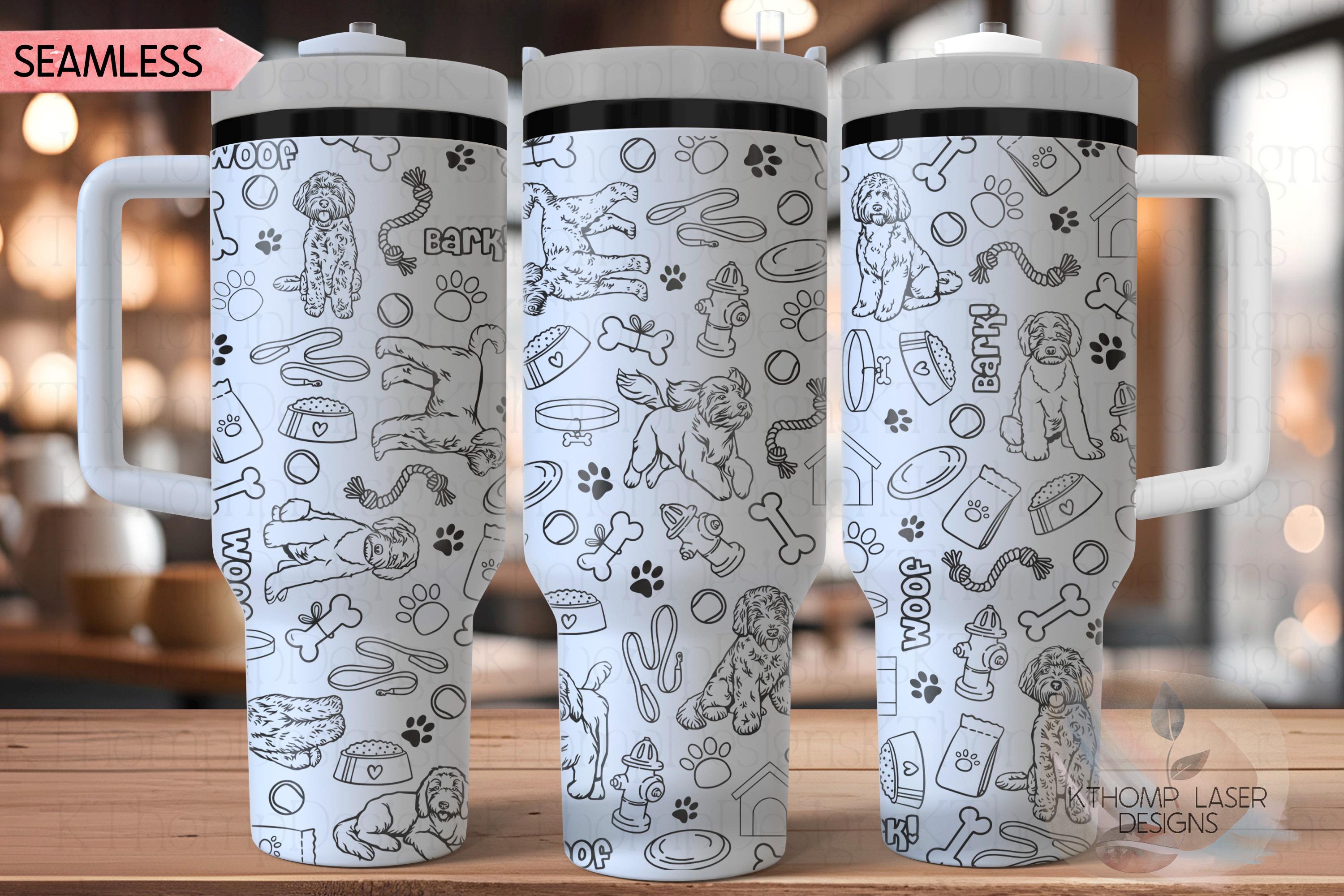 Goldendoodle Labradoodle Tumbler Wrap SVG | 40oz Laser Engraving File | Rotary Engrave Digital Design | Dog Lover Gift