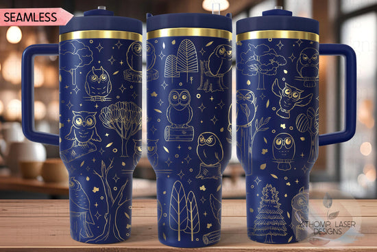 Owls Tumbler Wrap SVG | 40oz Laser Engraving File | Rotary Ready Digital Design | Exotic Animal SVG