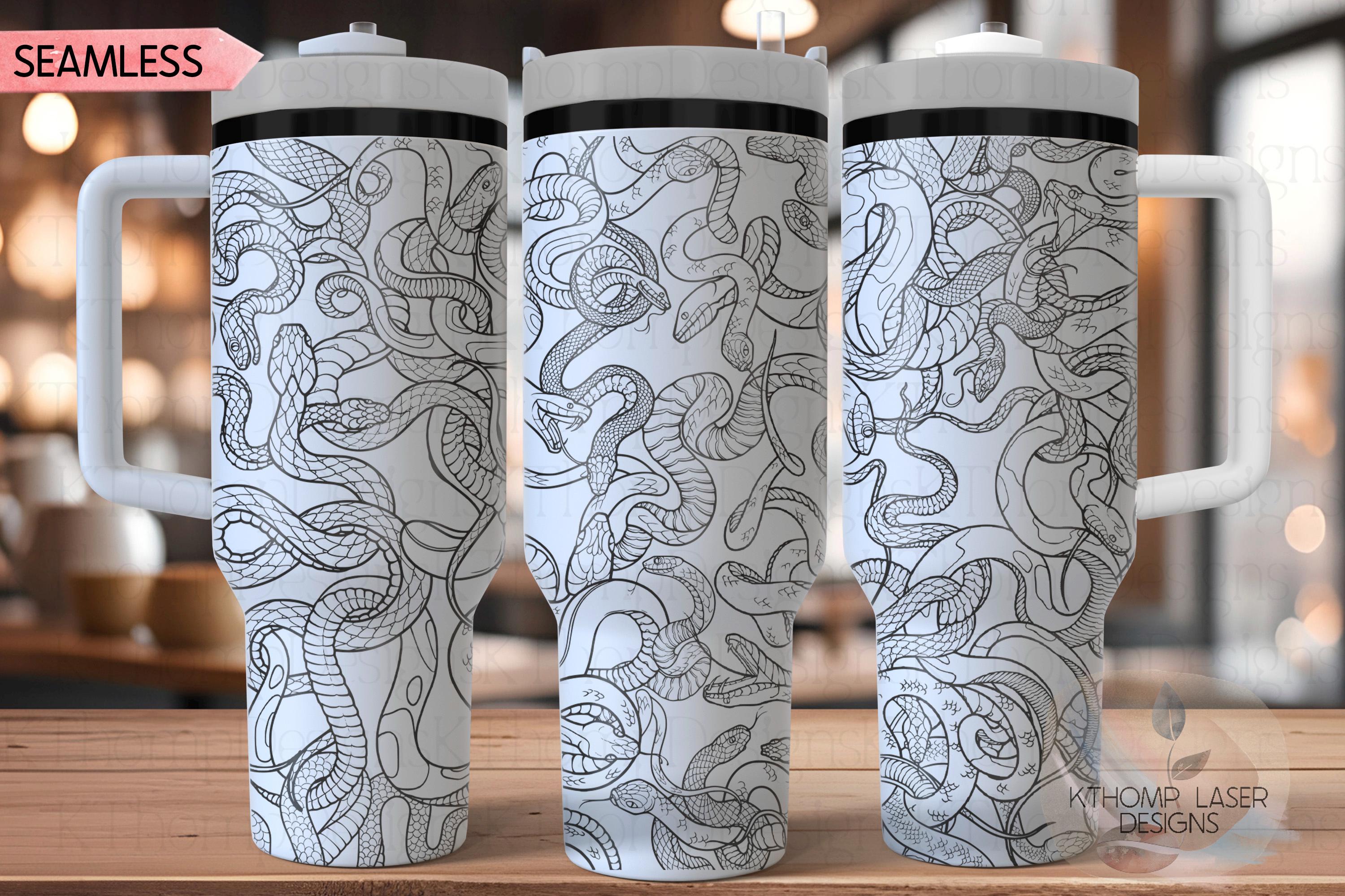 Snakes Snakes and More Snakes Tumbler Wrap SVG | 40oz Laser Engraving File | Rotary Ready Digital Design | Jungle Theme SVG