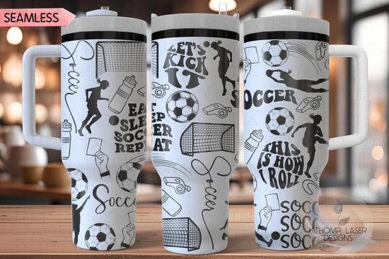 Soccer Fan Female Tumbler Wrap SVG | 40oz Laser Engraving File | Rotary Ready Digital Design | Sports Fan SVG