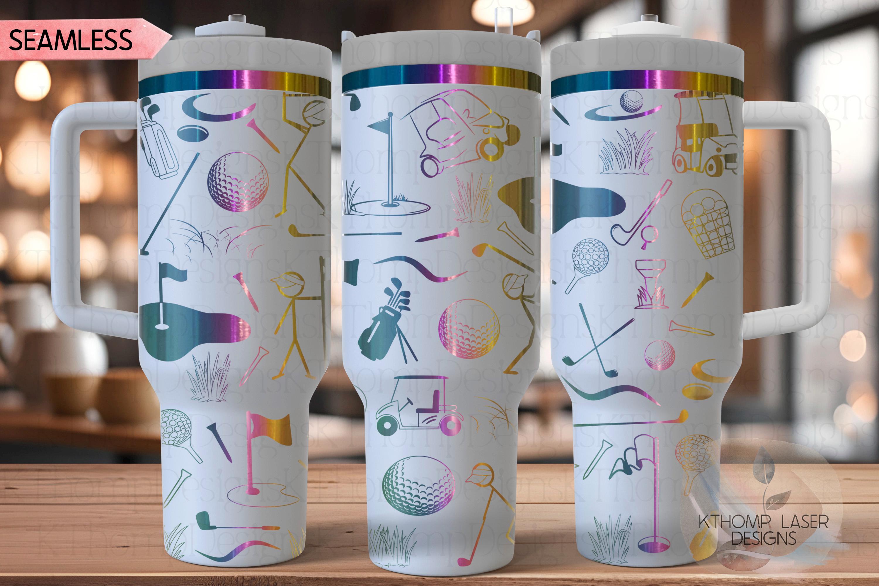 Golf Doodles Tumbler Wrap SVG | 40oz Laser Engraving File | Rotary Ready Digital Design | Sports Fan SVG