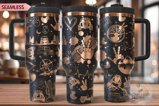 Off Roading Tumbler Wrap SVG | 40oz Laser Engraving File | Rotary Ready Digital Design | Hobby Travel SVG