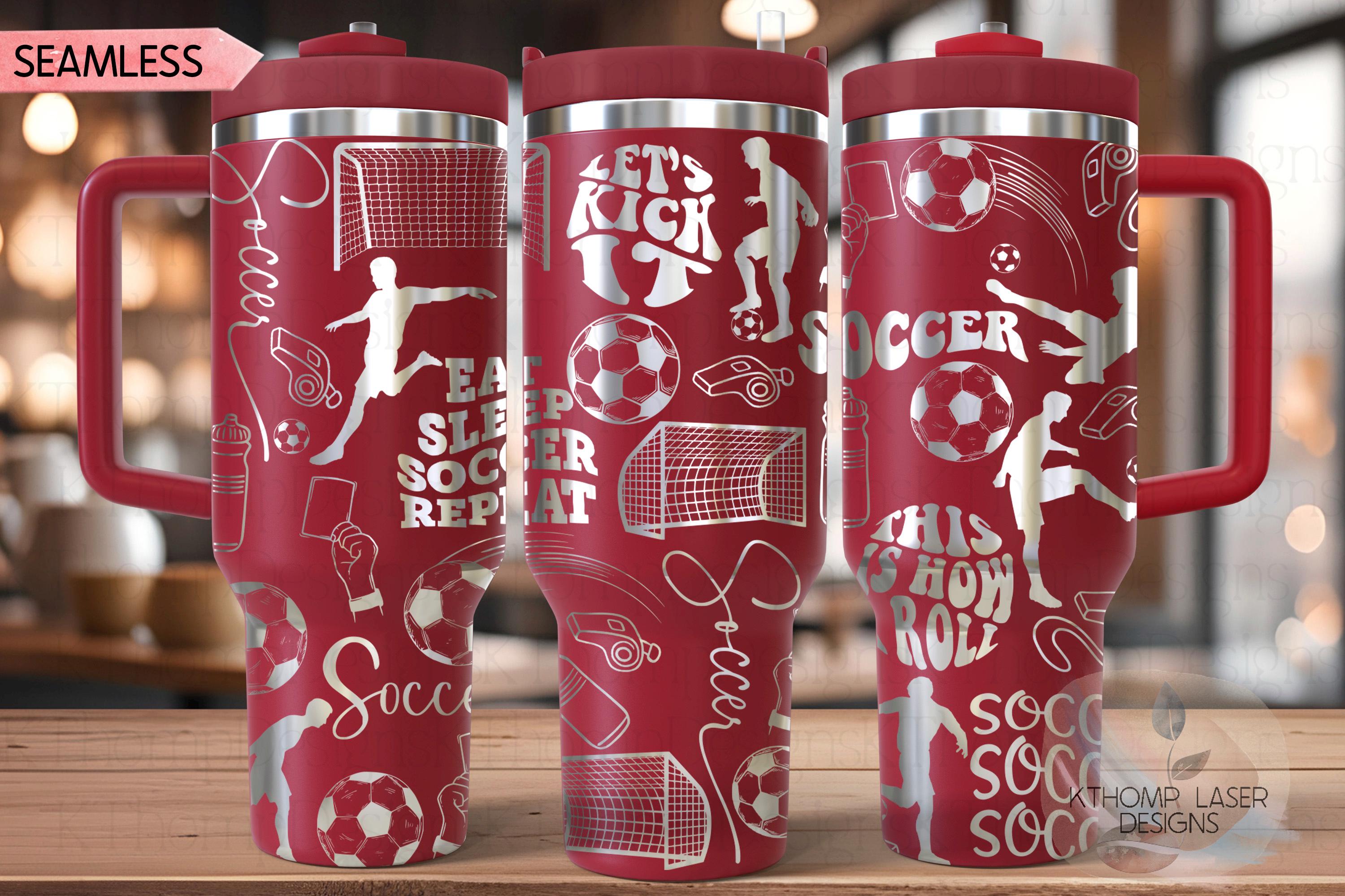 Soccer Fan Male Tumbler Wrap SVG | 40oz Laser Engraving File | Rotary Ready Digital Design | Sports Fan SVG