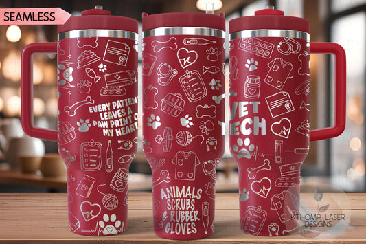 Veterinarian Vet Tech Tumbler Wrap SVG | 40oz Laser Engraving File | Rotary Ready Digital Design | Career Gift SVG